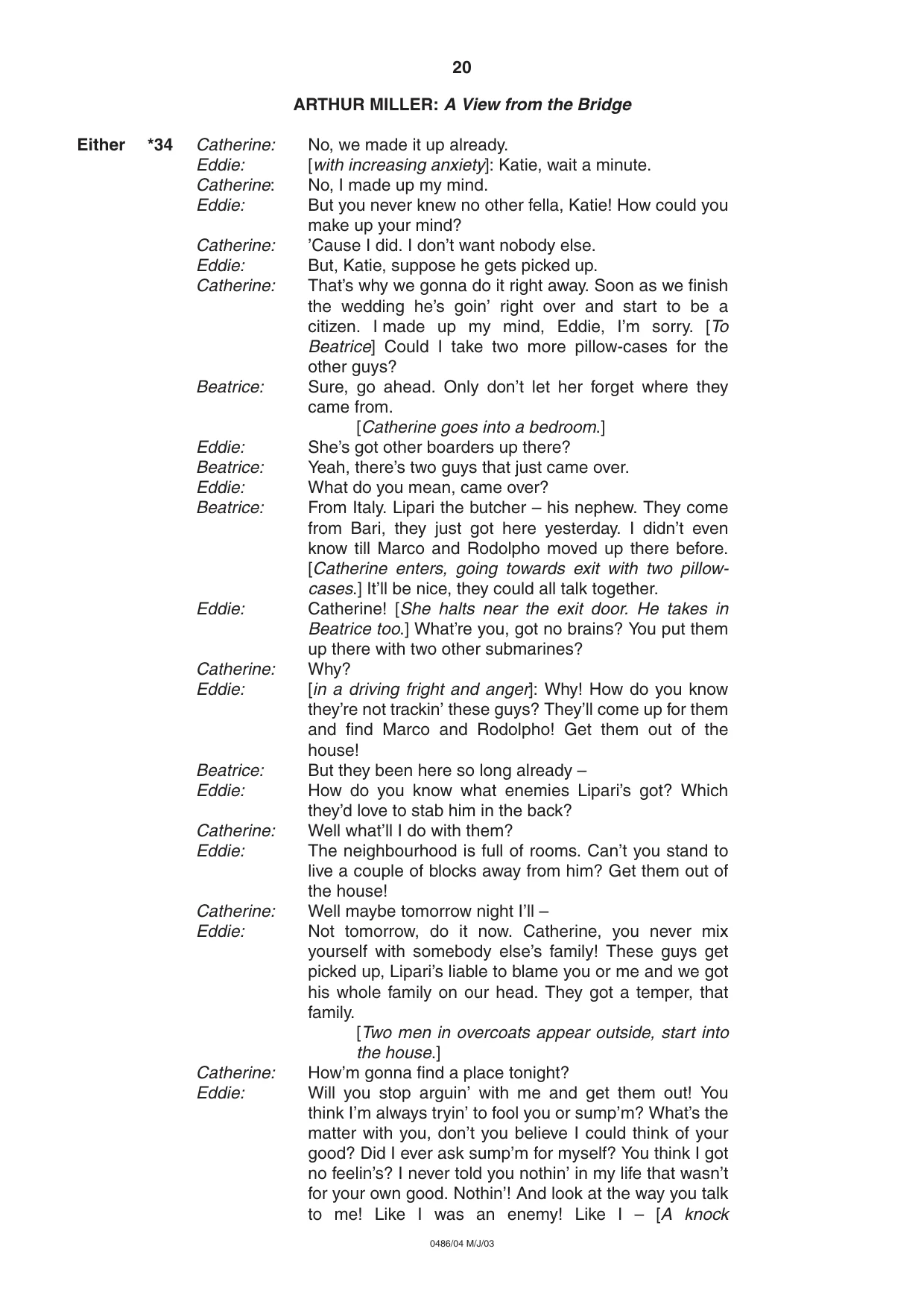 Cambridge IGCSE English - Literature 0486 2003 May/June Paper 4 · Variant 1 question paper, page 20 of 32