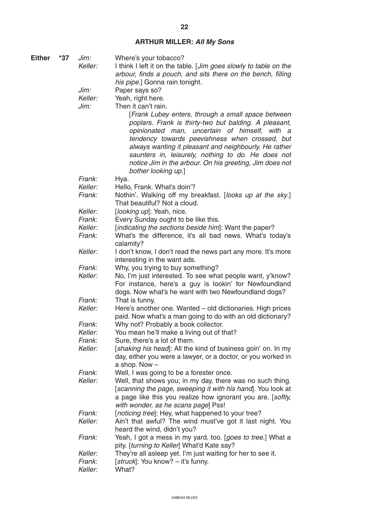 Cambridge IGCSE English - Literature 0486 2003 May/June Paper 4 · Variant 1 question paper, page 22 of 32