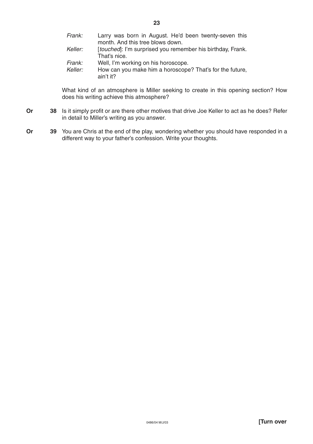 Cambridge IGCSE English - Literature 0486 2003 May/June Paper 4 · Variant 1 question paper, page 23 of 32