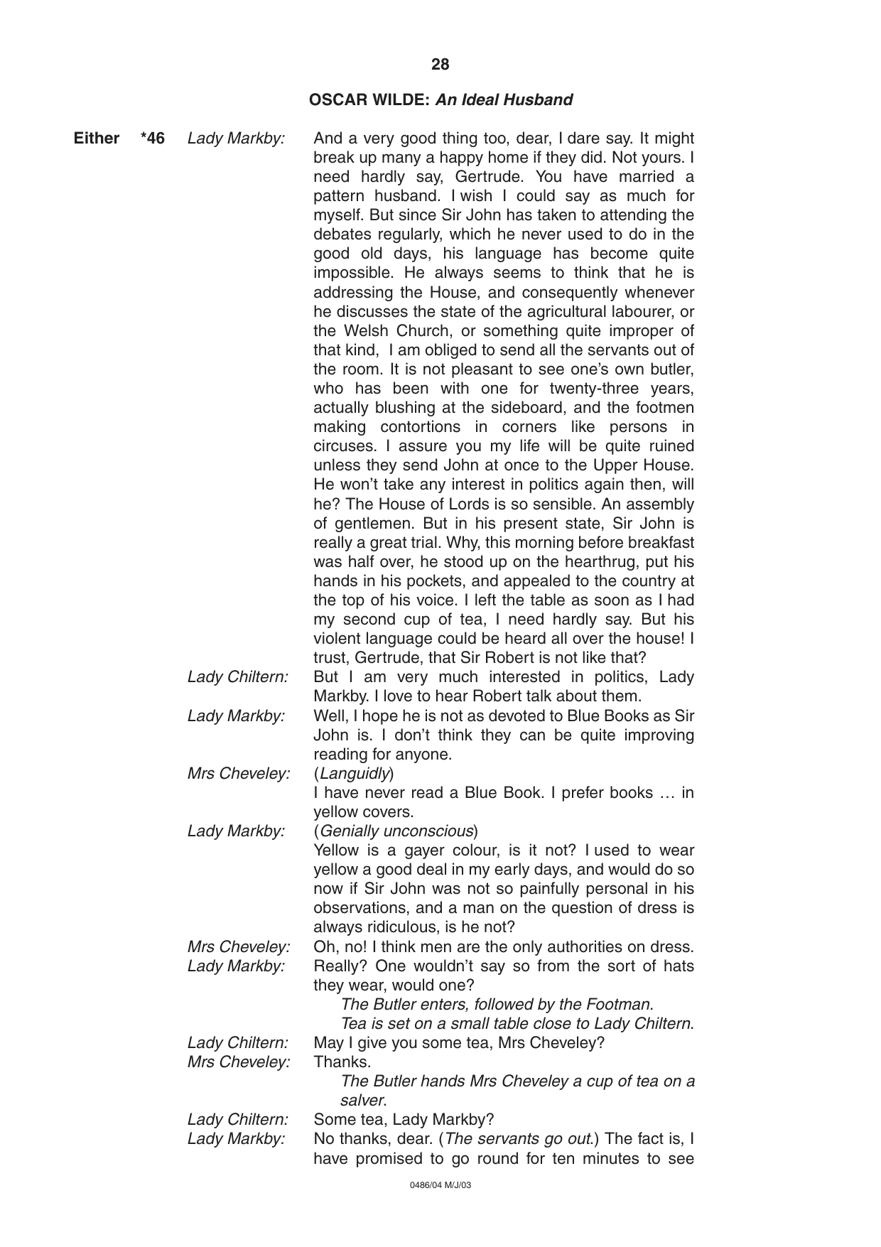 Cambridge IGCSE English - Literature 0486 2003 May/June Paper 4 · Variant 1 question paper, page 28 of 32