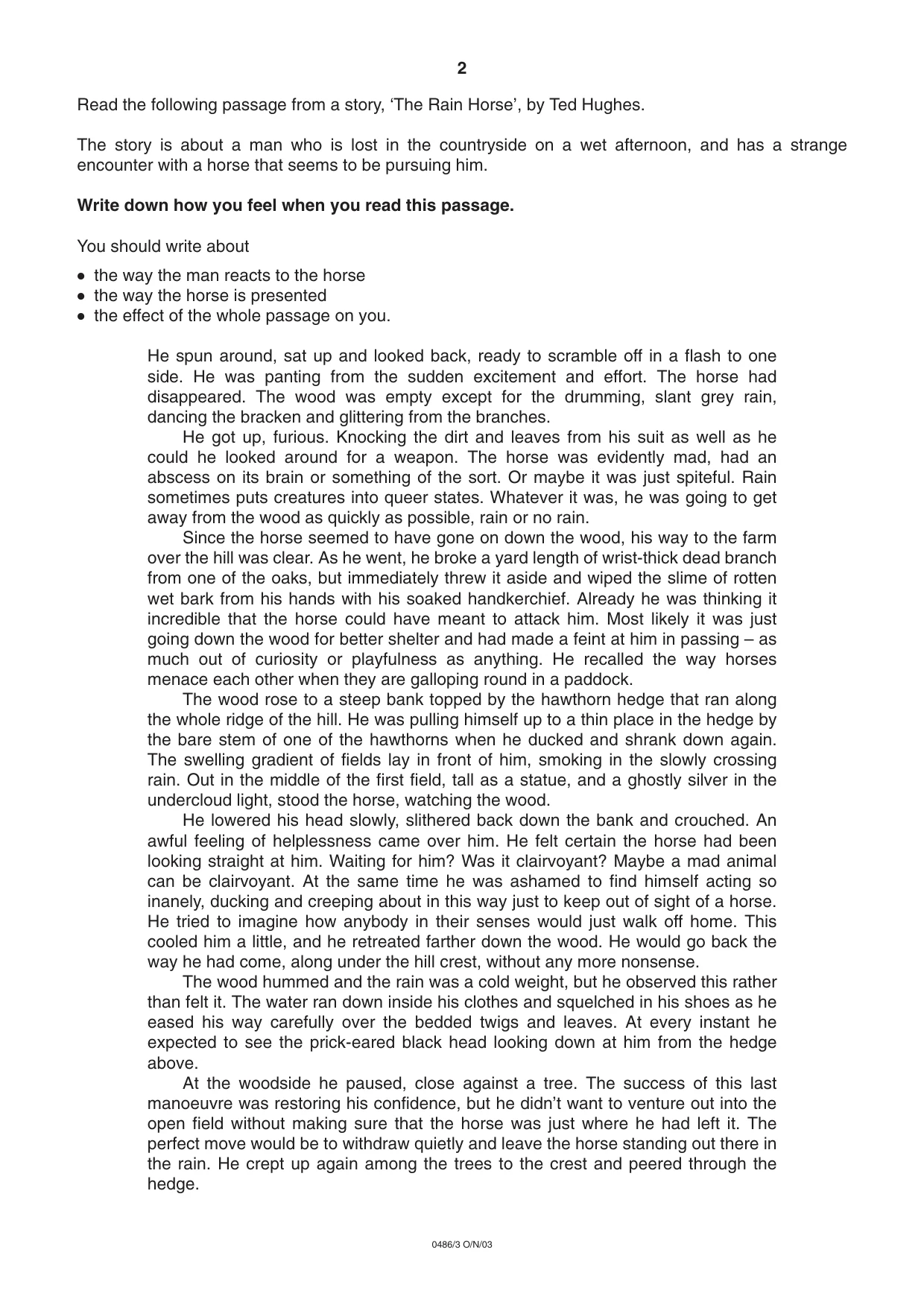 Cambridge IGCSE English - Literature 0486 2003 Oct/Nov Paper 3 · Variant 1 question paper, page 2 of 4