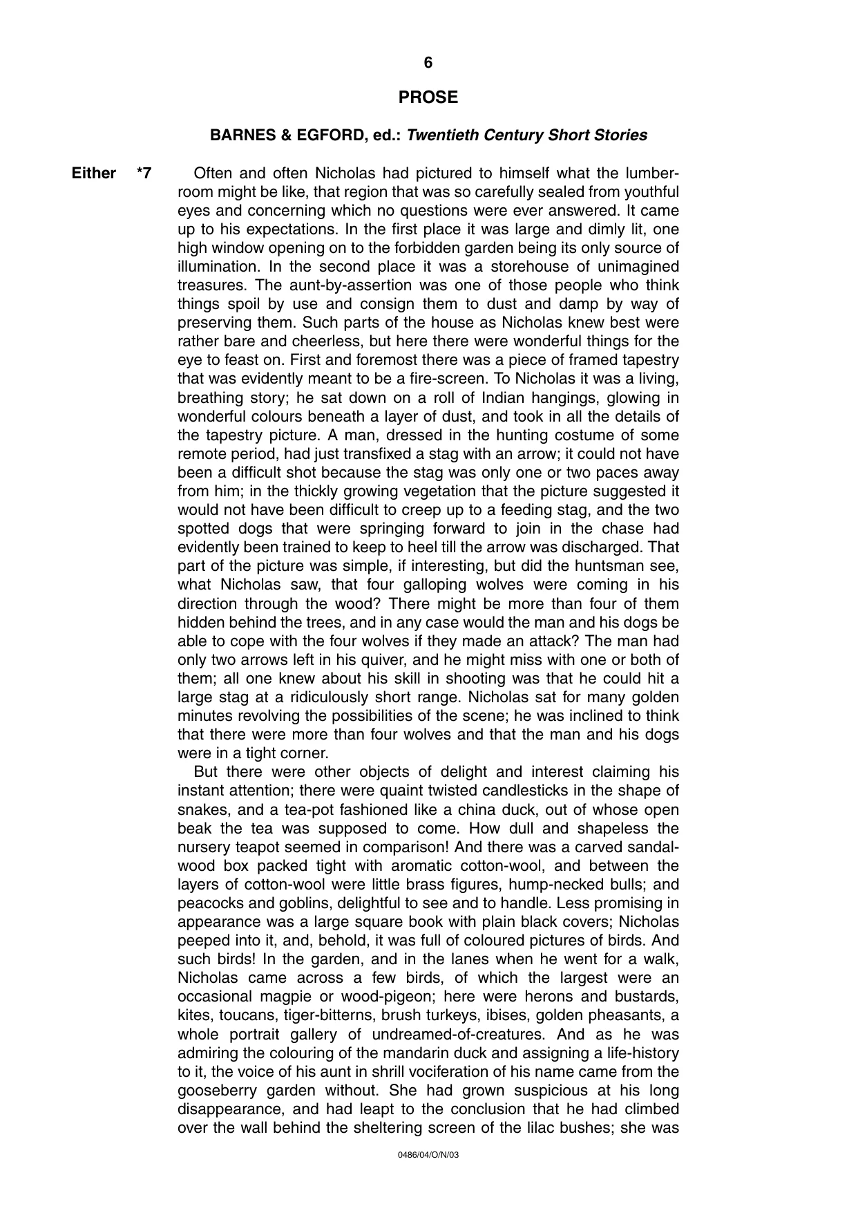 Cambridge IGCSE English - Literature 0486 2003 Oct/Nov Paper 4 · Variant 1 question paper, page 6 of 34