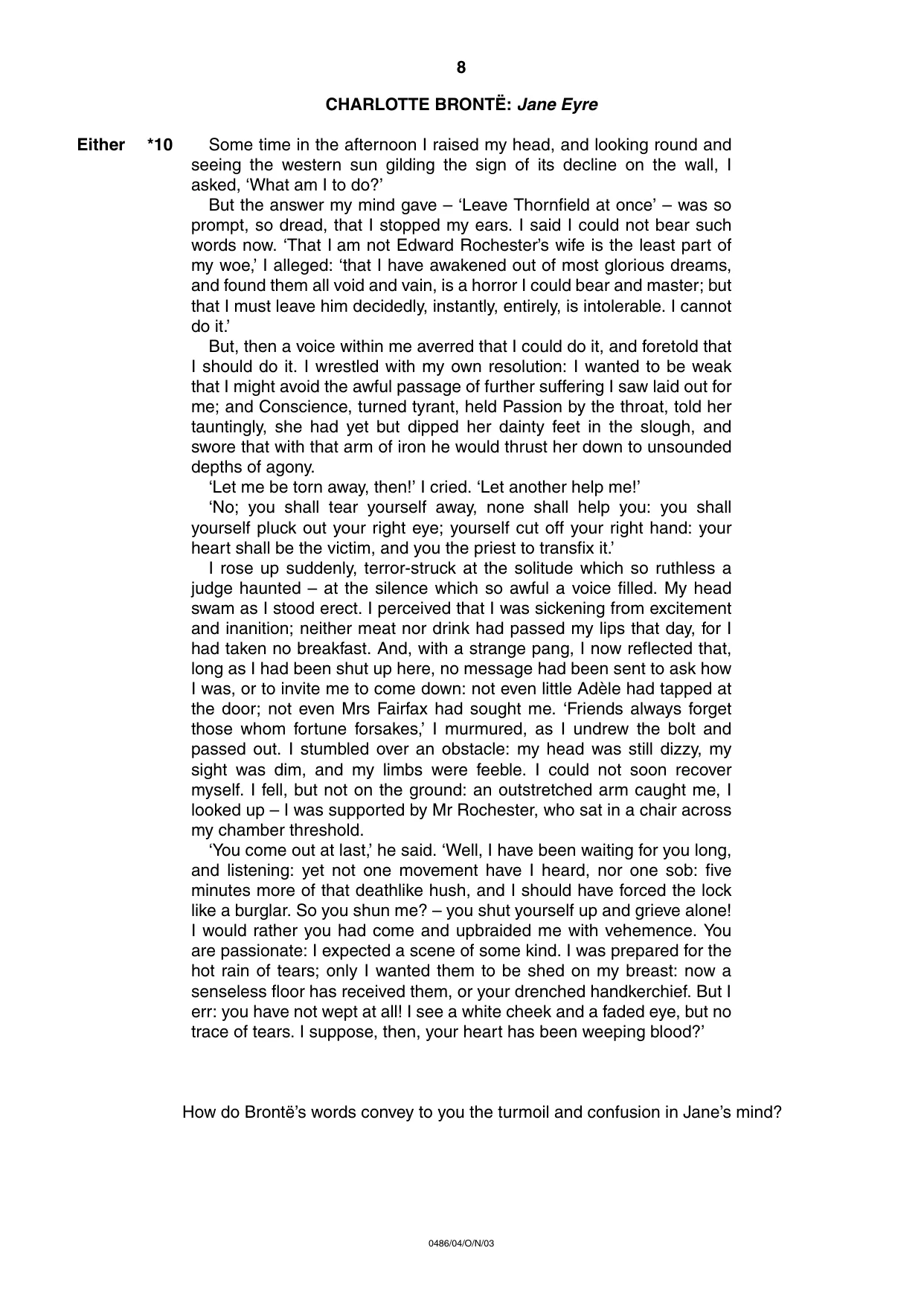 Cambridge IGCSE English - Literature 0486 2003 Oct/Nov Paper 4 · Variant 1 question paper, page 8 of 34