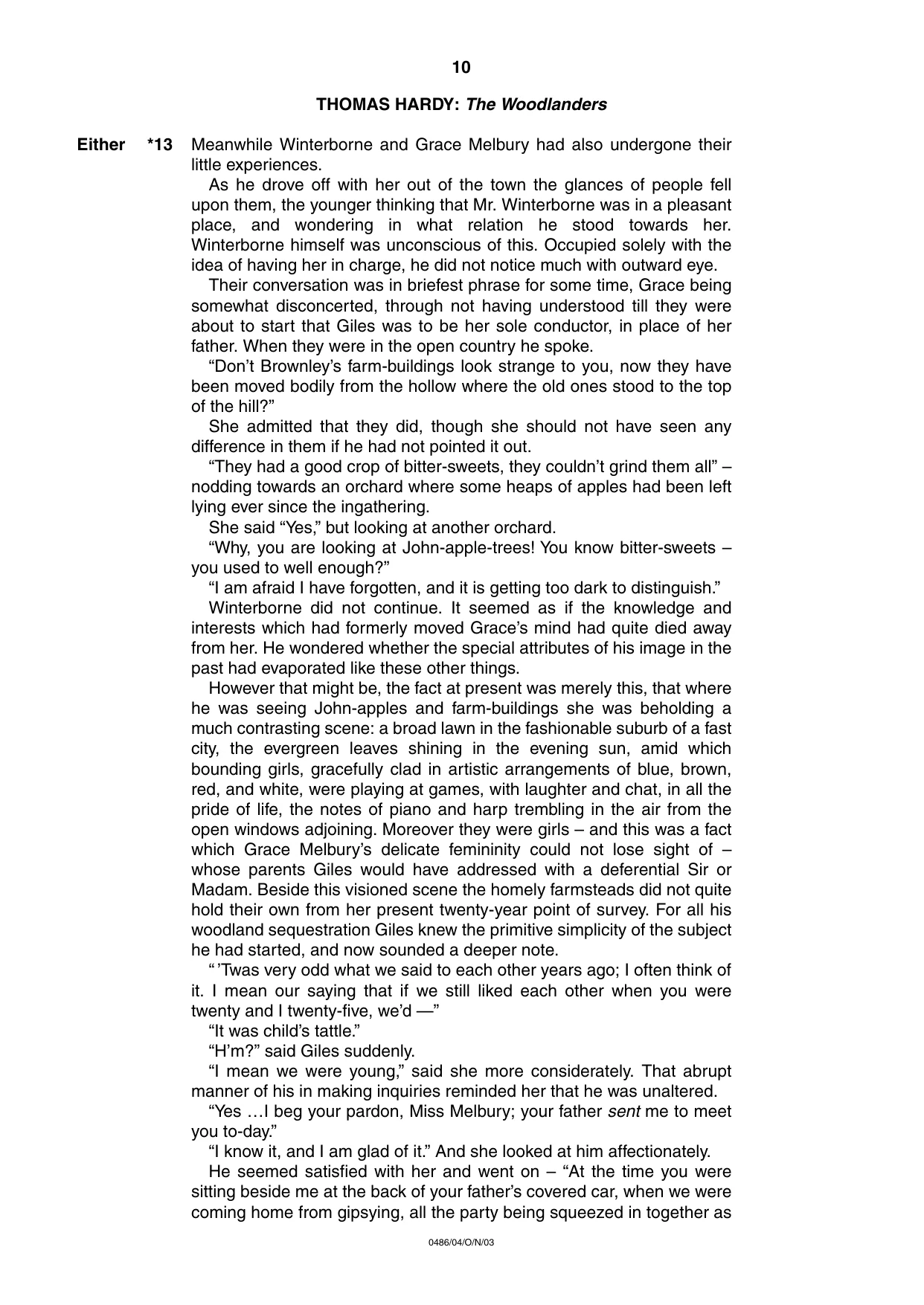 Cambridge IGCSE English - Literature 0486 2003 Oct/Nov Paper 4 · Variant 1 question paper, page 10 of 34