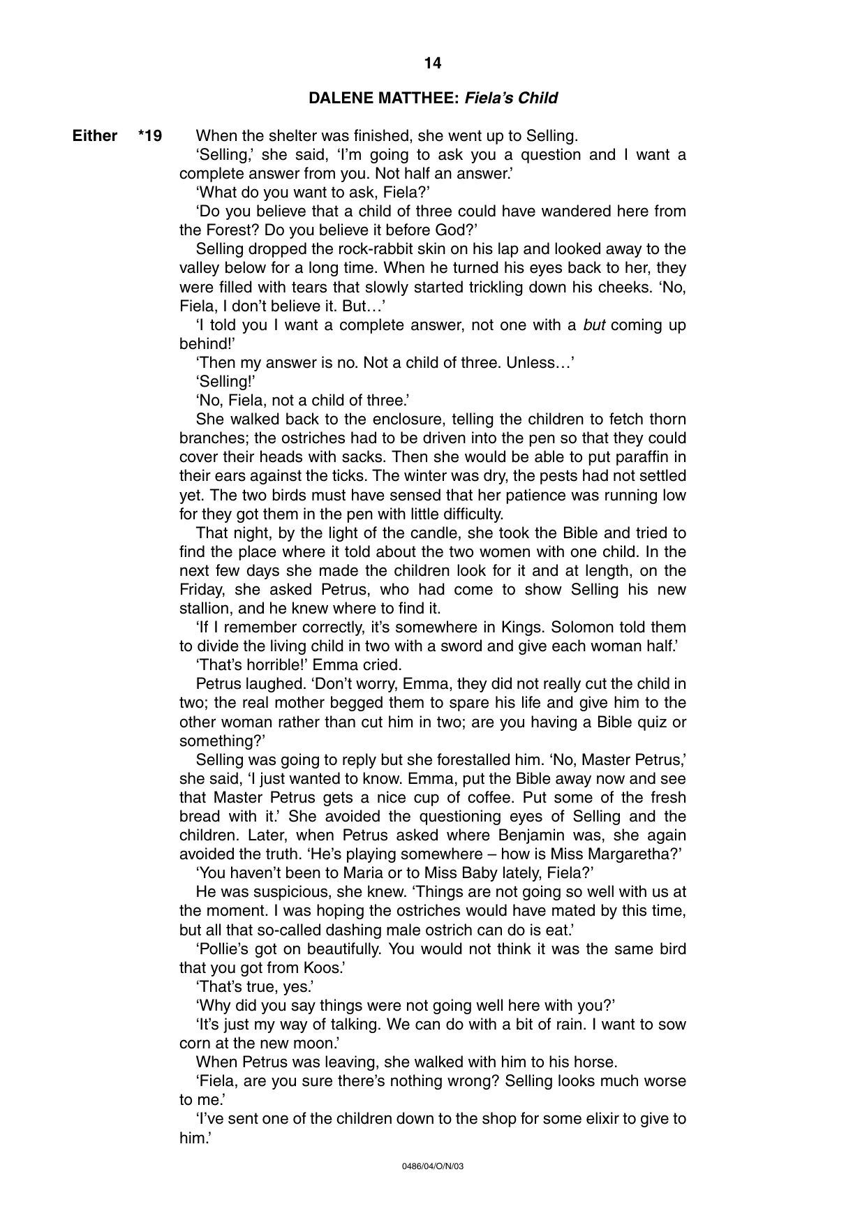 Cambridge IGCSE English - Literature 0486 2003 Oct/Nov Paper 4 · Variant 1 question paper, page 13 of 34