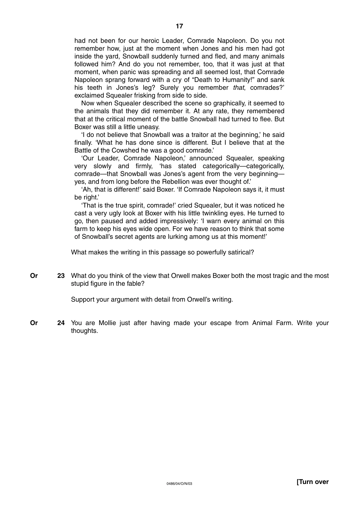 Cambridge IGCSE English - Literature 0486 2003 Oct/Nov Paper 4 · Variant 1 question paper, page 16 of 34