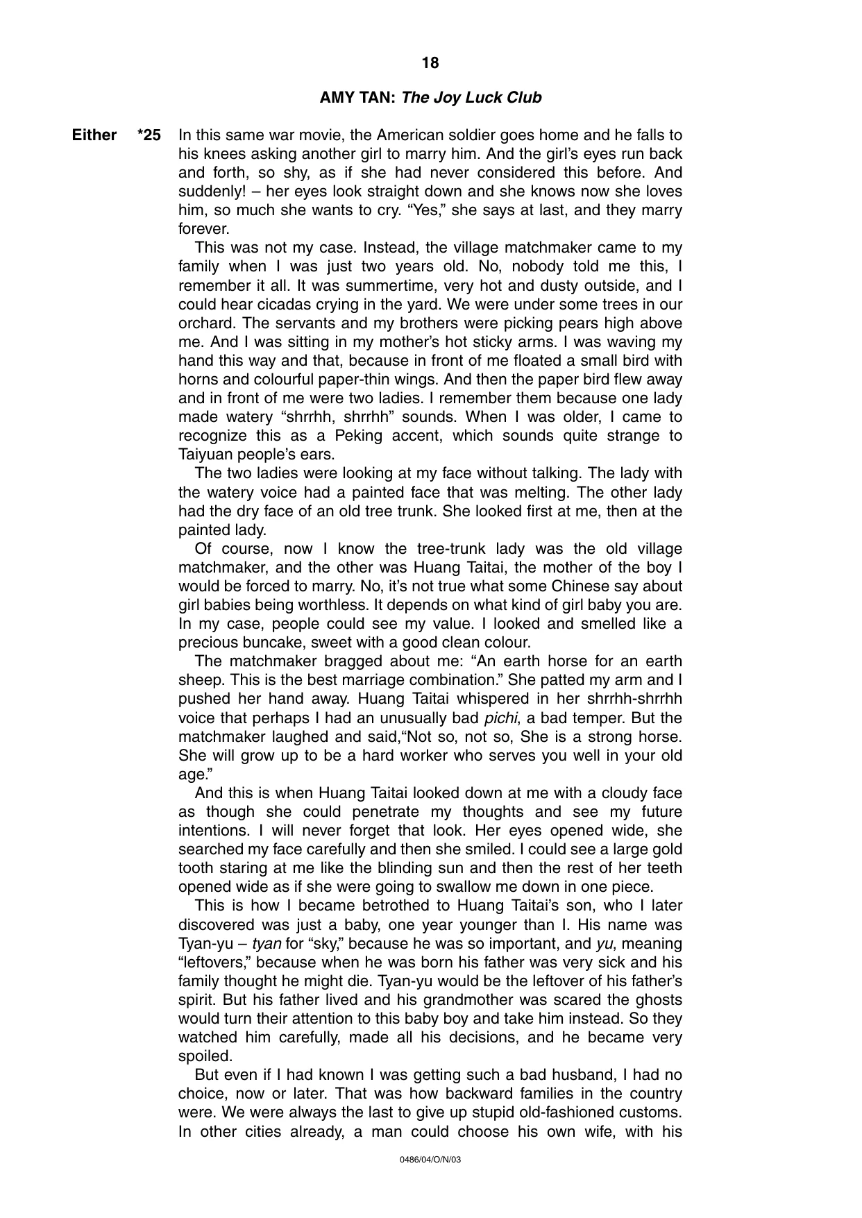 Cambridge IGCSE English - Literature 0486 2003 Oct/Nov Paper 4 · Variant 1 question paper, page 17 of 34