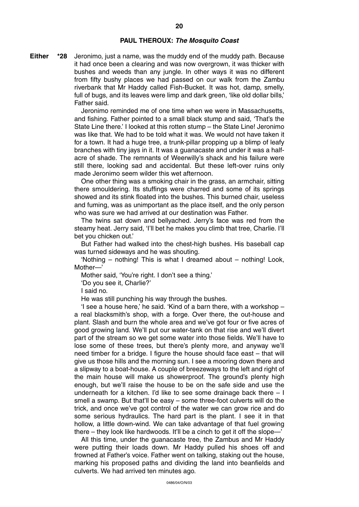 Cambridge IGCSE English - Literature 0486 2003 Oct/Nov Paper 4 · Variant 1 question paper, page 19 of 34