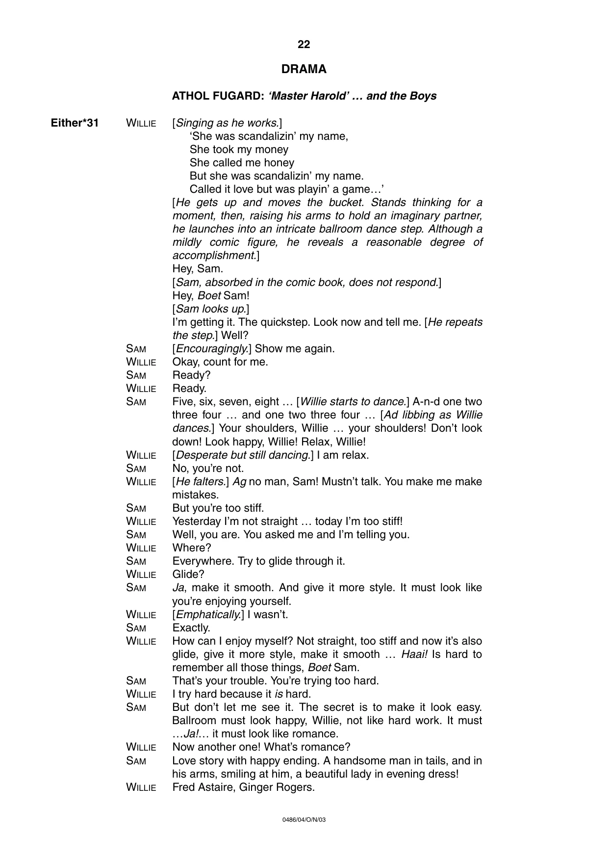 Cambridge IGCSE English - Literature 0486 2003 Oct/Nov Paper 4 · Variant 1 question paper, page 21 of 34