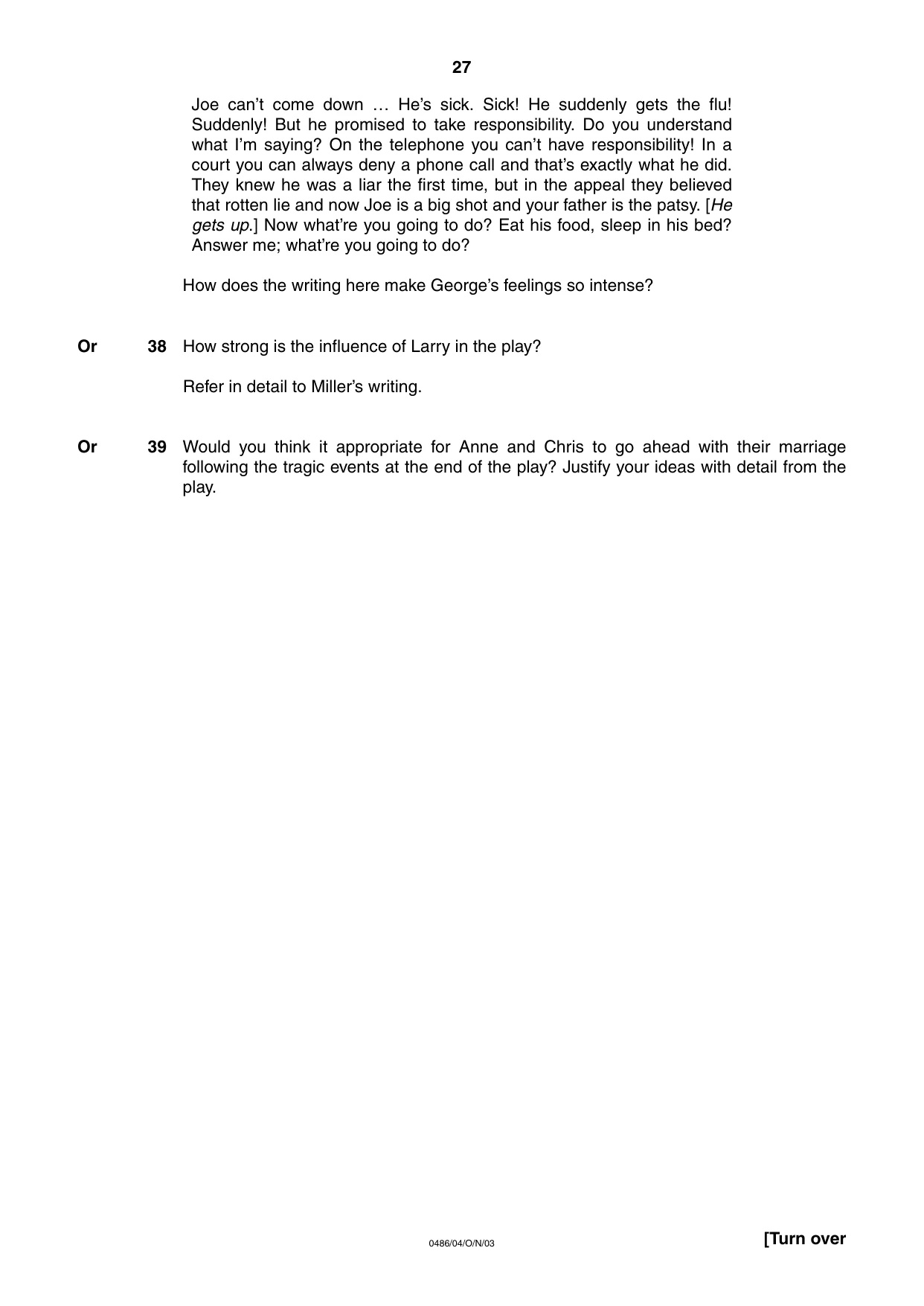 Cambridge IGCSE English - Literature 0486 2003 Oct/Nov Paper 4 · Variant 1 question paper, page 25 of 34