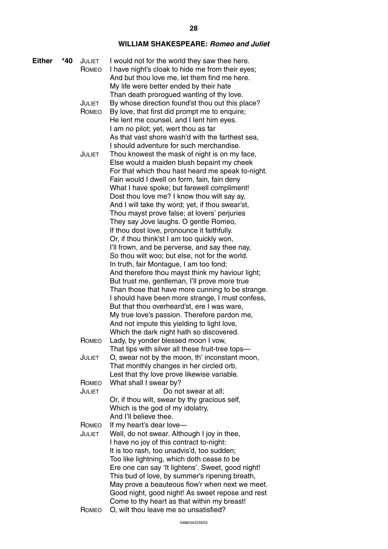 Cambridge IGCSE English - Literature 0486 2003 Oct/Nov Paper 4 · Variant 1 question paper, page 26 of 34