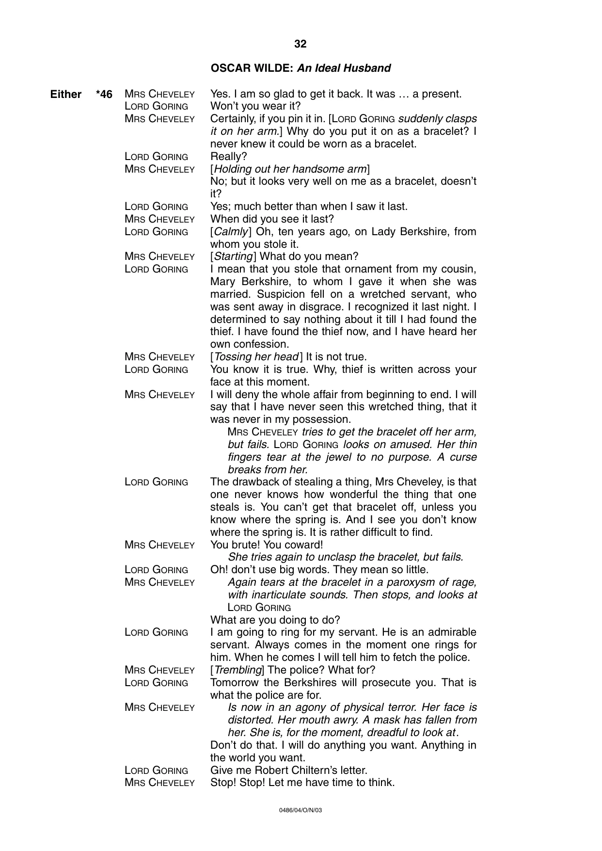 Cambridge IGCSE English - Literature 0486 2003 Oct/Nov Paper 4 · Variant 1 question paper, page 30 of 34