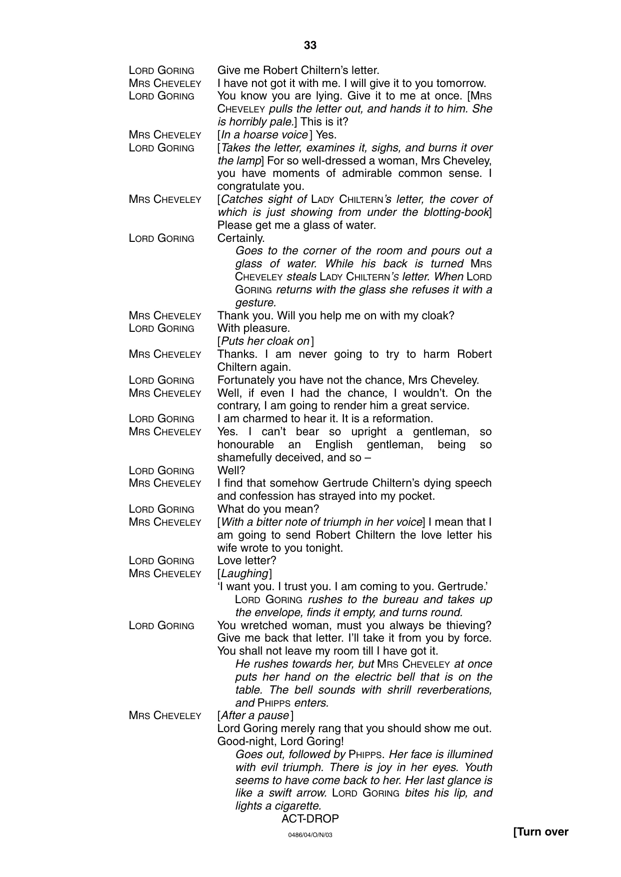 Cambridge IGCSE English - Literature 0486 2003 Oct/Nov Paper 4 · Variant 1 question paper, page 31 of 34