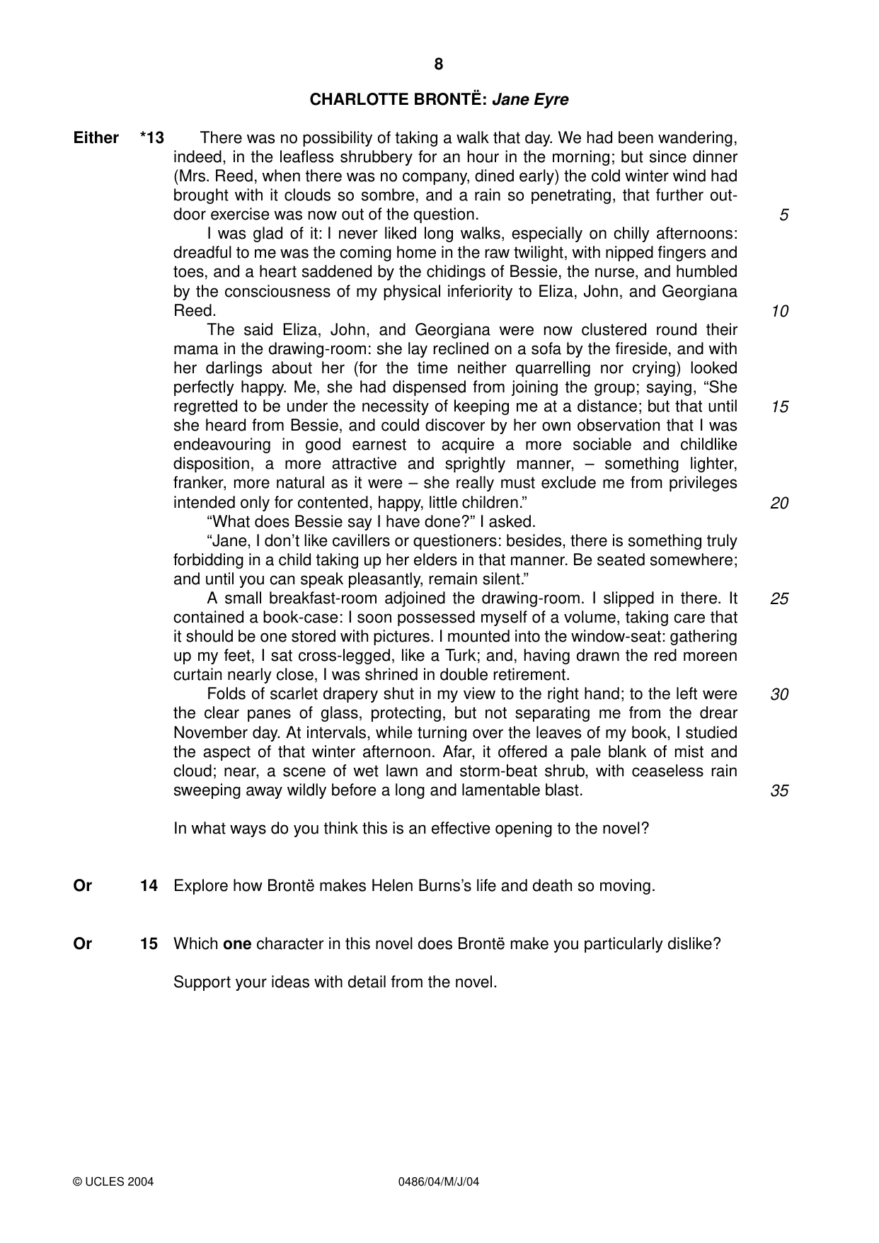 Cambridge IGCSE English - Literature 0486 2004 May/June Paper 4 · Variant 1 question paper, page 8 of 36
