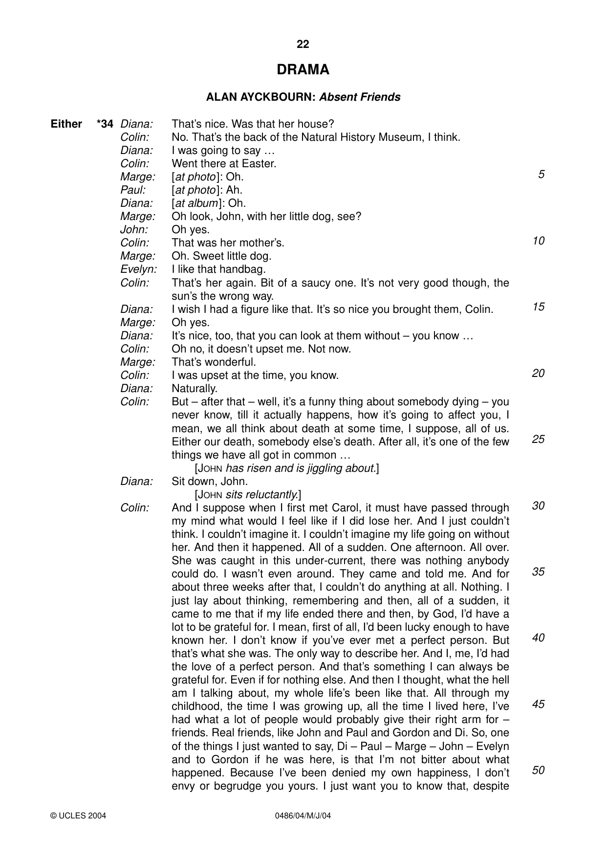 Cambridge IGCSE English - Literature 0486 2004 May/June Paper 4 · Variant 1 question paper, page 22 of 36