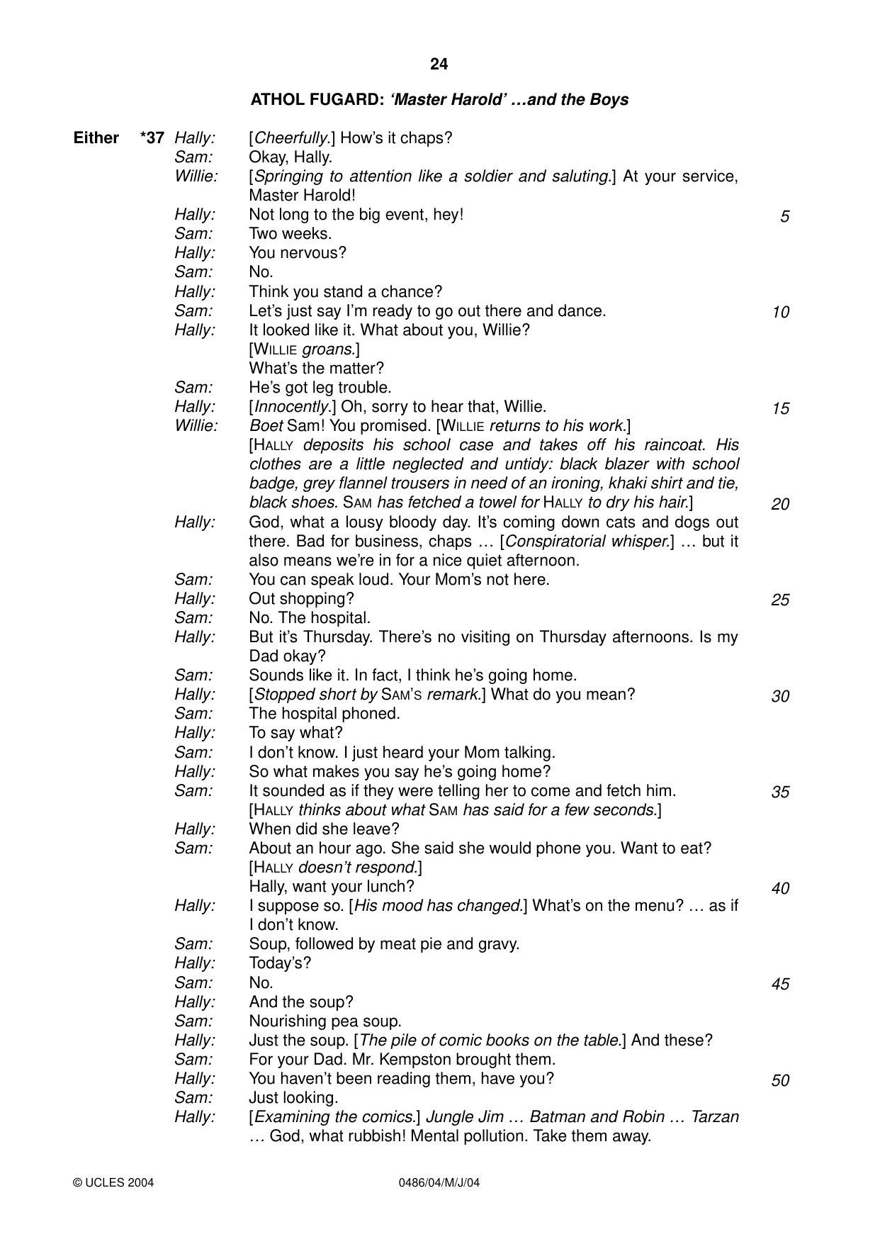Cambridge IGCSE English - Literature 0486 2004 May/June Paper 4 · Variant 1 question paper, page 24 of 36