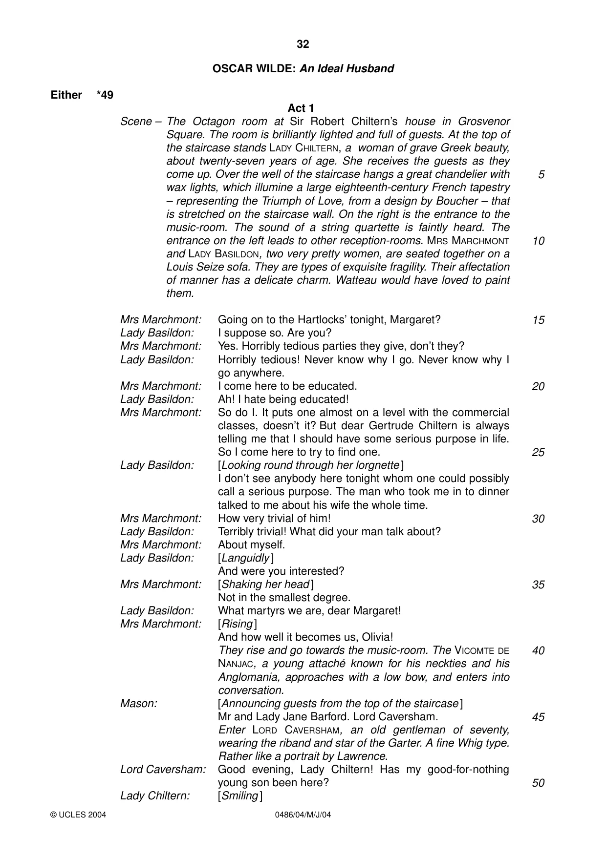 Cambridge IGCSE English - Literature 0486 2004 May/June Paper 4 · Variant 1 question paper, page 32 of 36