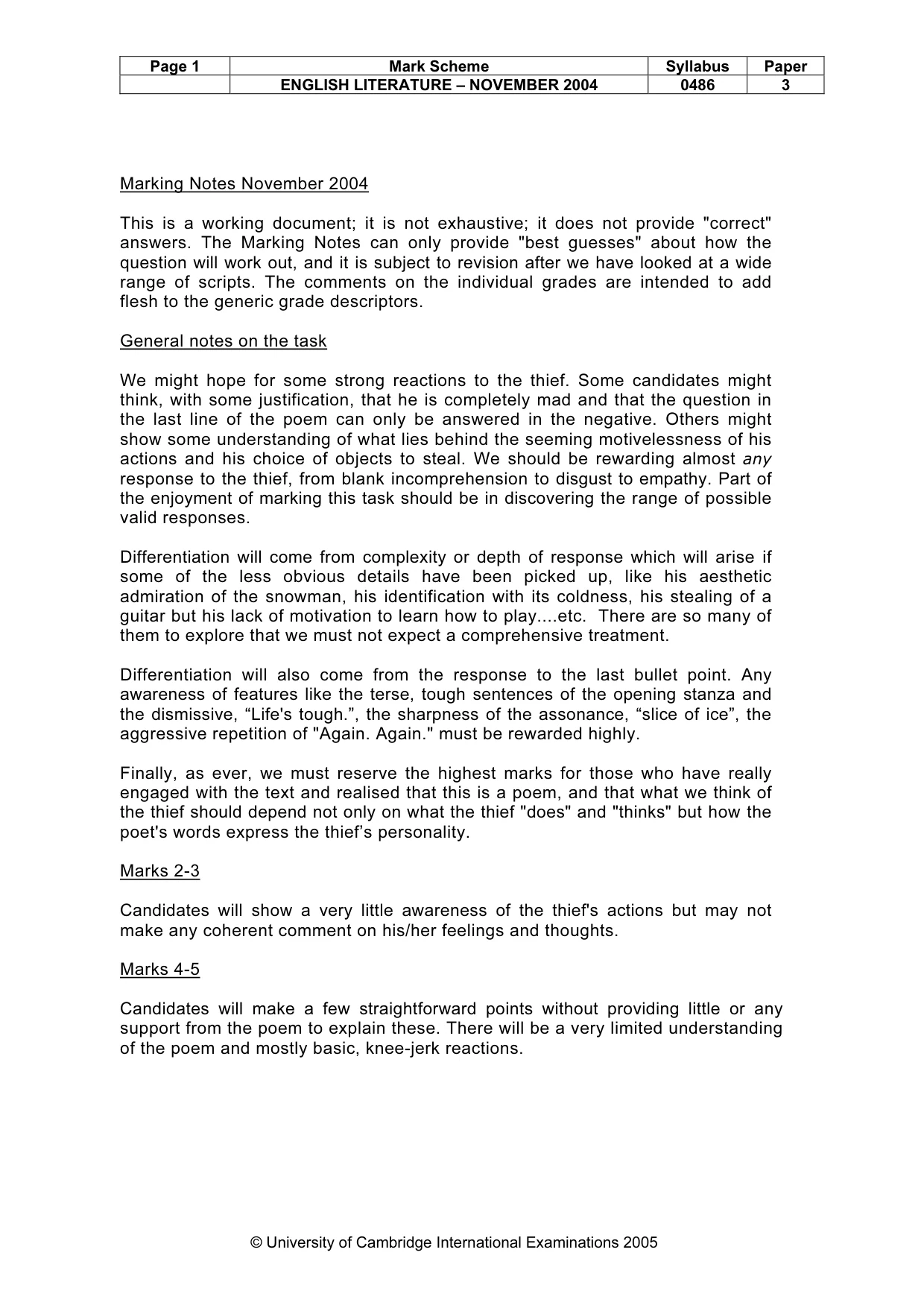 Mark scheme, page 4 of 6