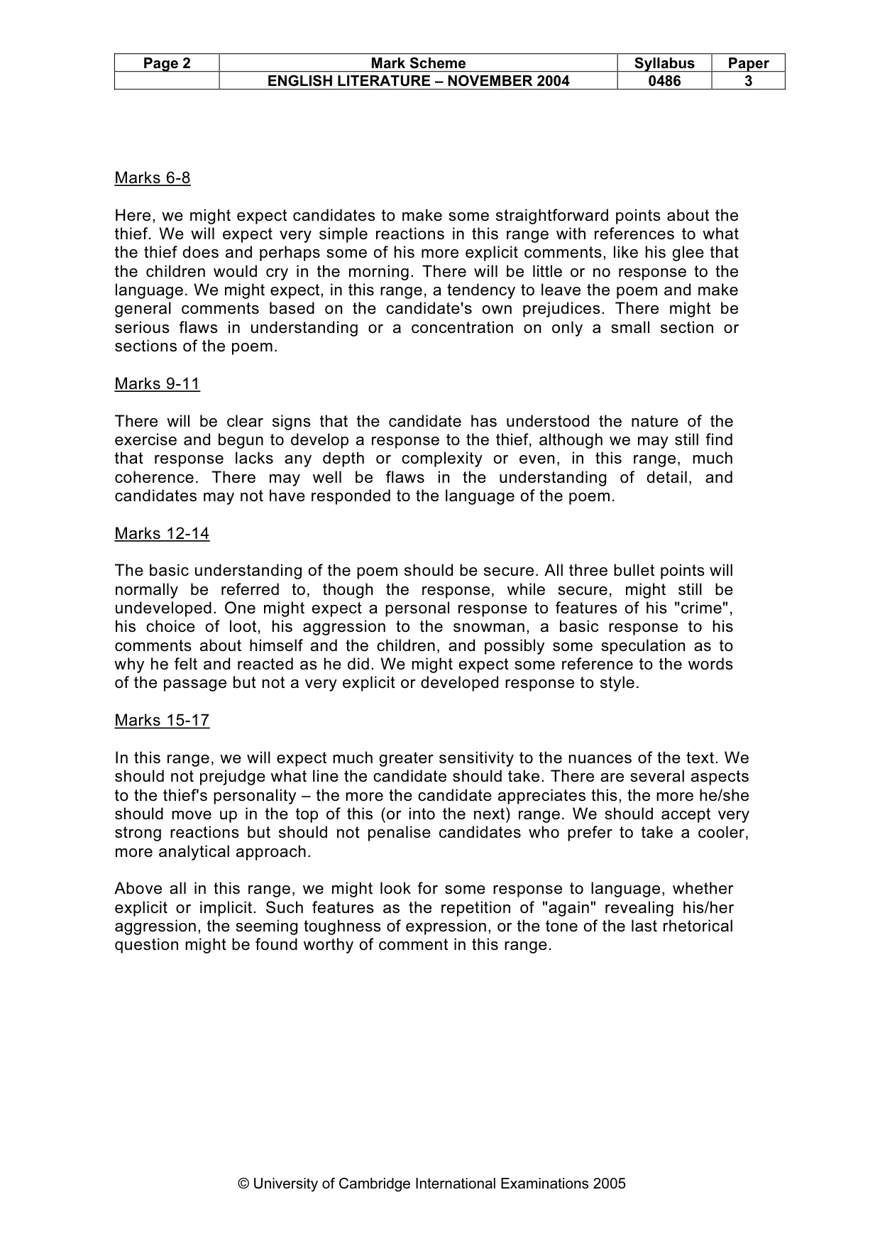 Mark scheme, page 5 of 6