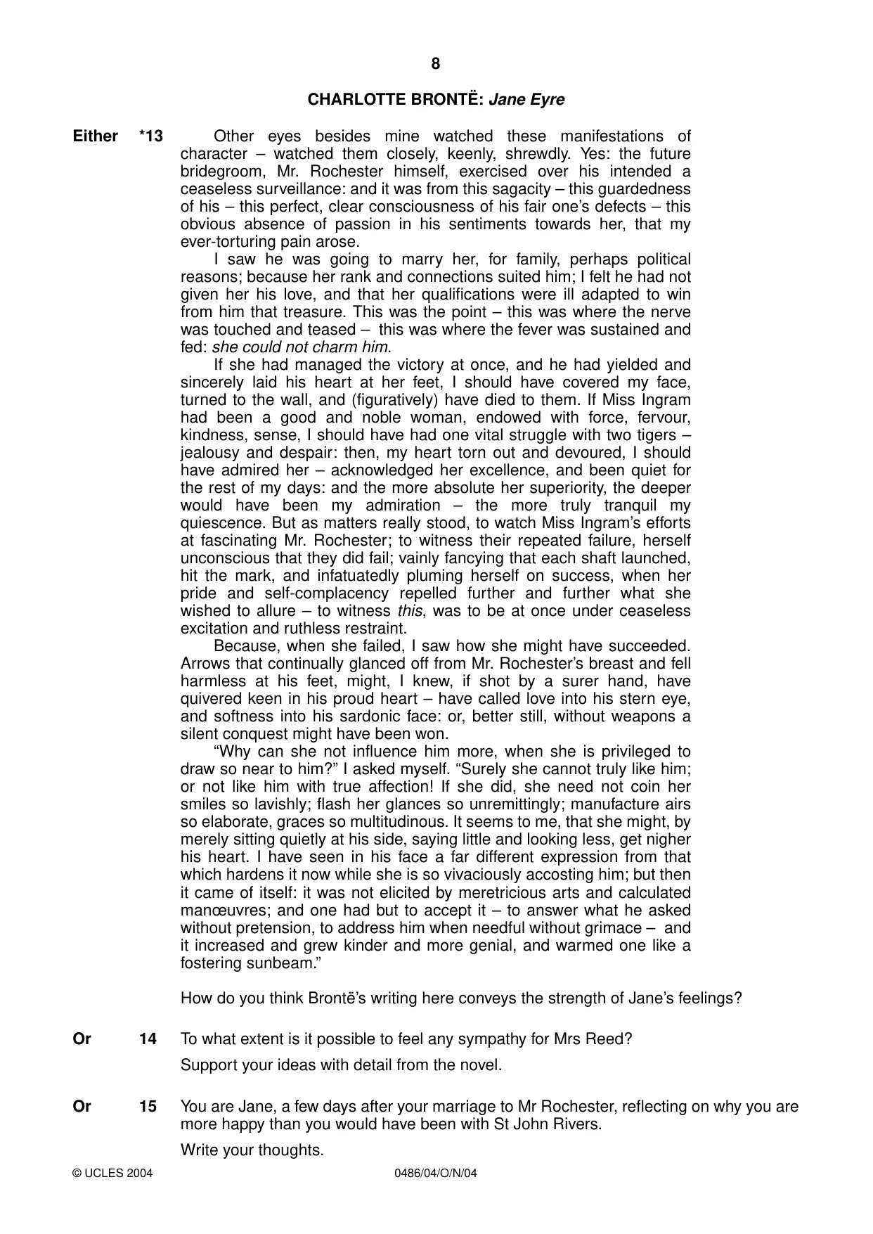 Cambridge IGCSE English - Literature 0486 2004 Oct/Nov Paper 4 · Variant 1 question paper, page 8 of 32