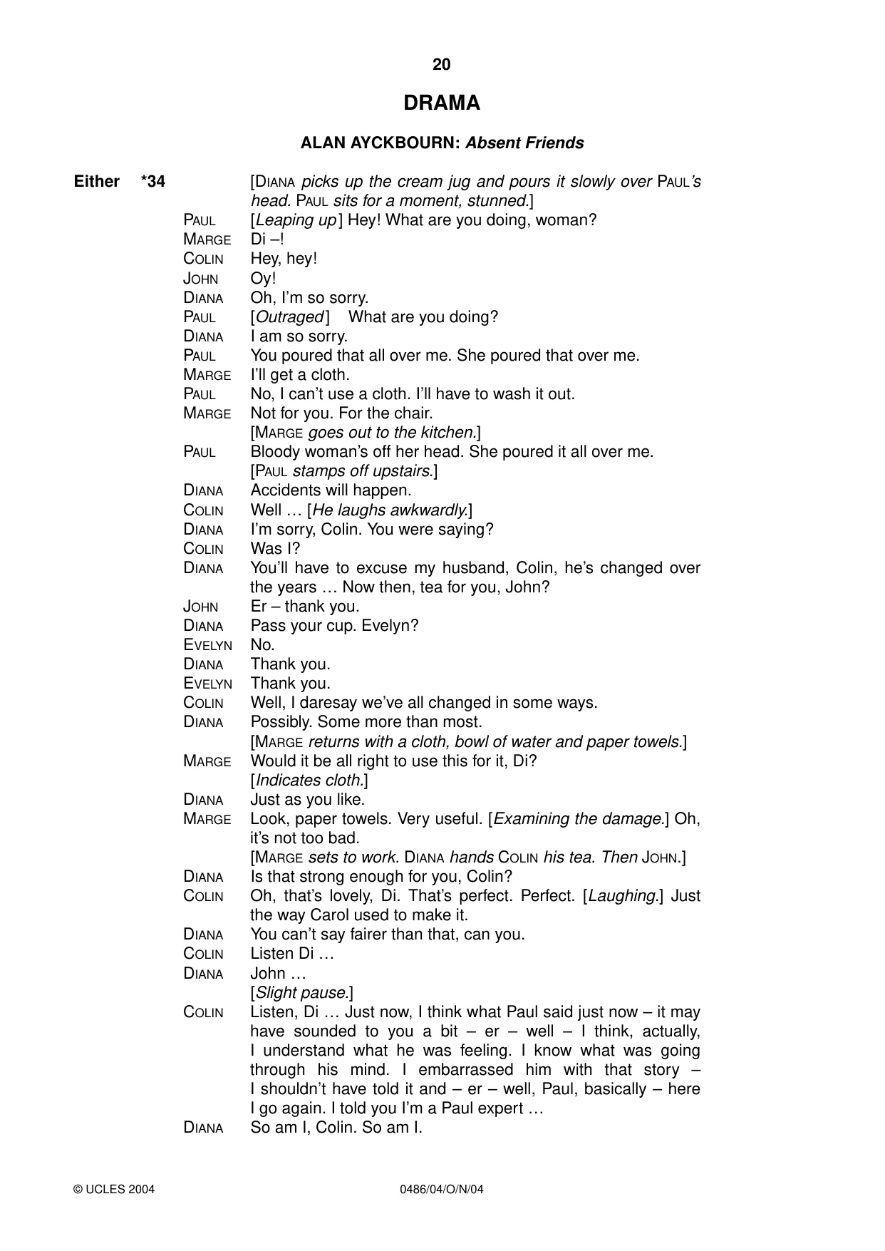 Cambridge IGCSE English - Literature 0486 2004 Oct/Nov Paper 4 · Variant 1 question paper, page 20 of 32