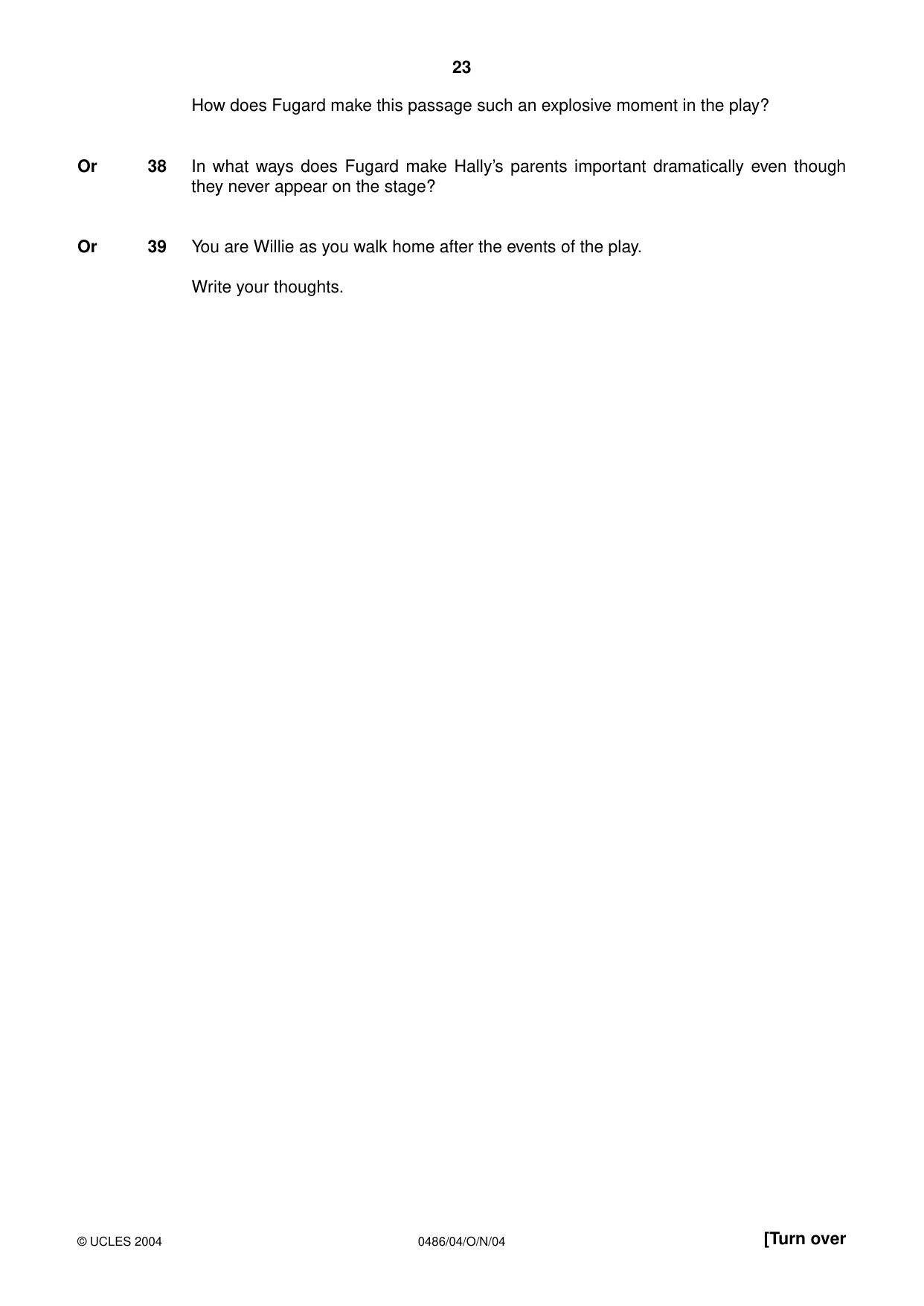 Cambridge IGCSE English - Literature 0486 2004 Oct/Nov Paper 4 · Variant 1 question paper, page 23 of 32