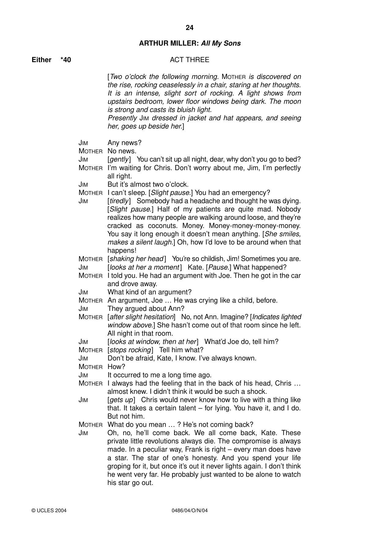 Cambridge IGCSE English - Literature 0486 2004 Oct/Nov Paper 4 · Variant 1 question paper, page 24 of 32