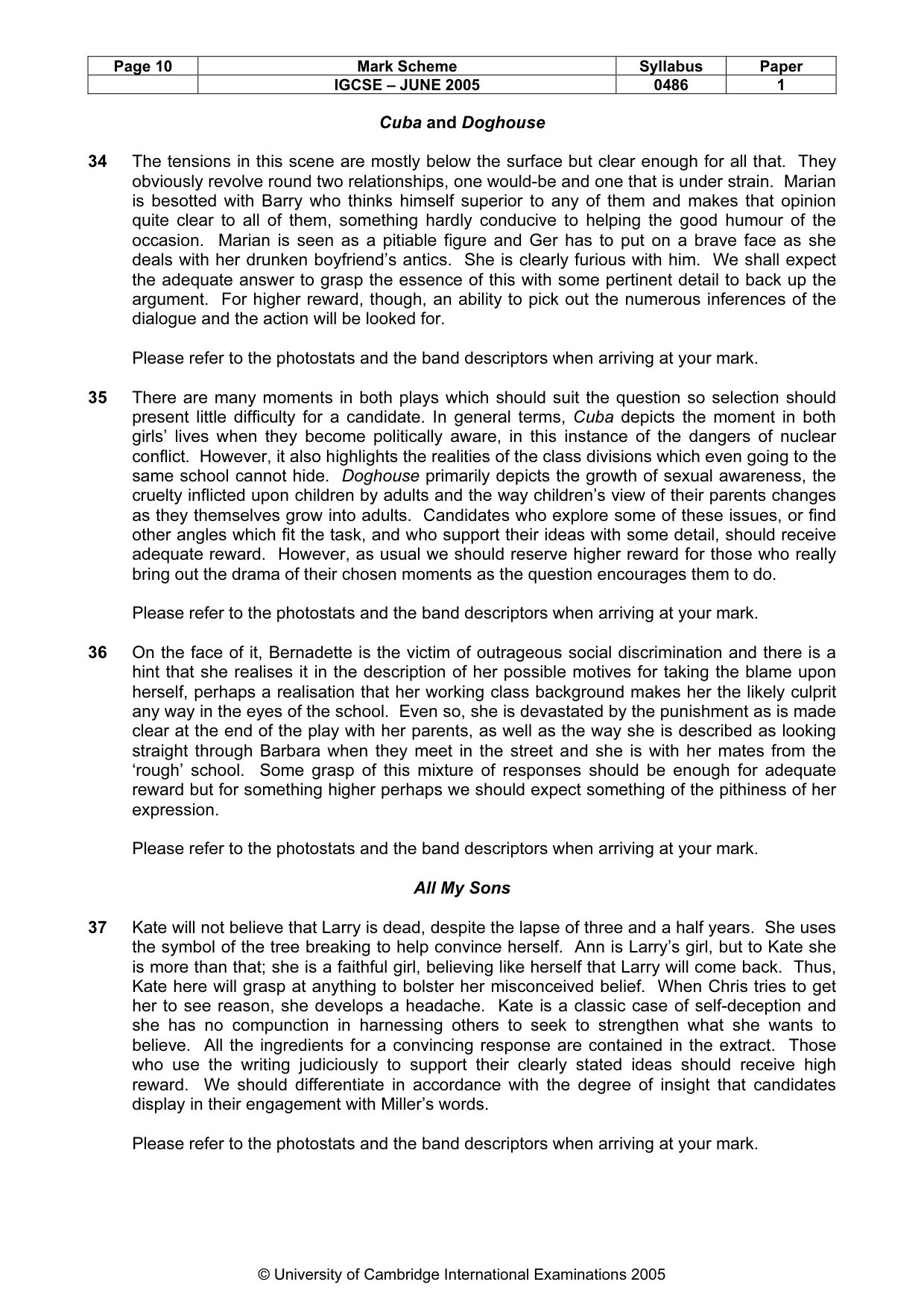 Mark scheme, page 13 of 15