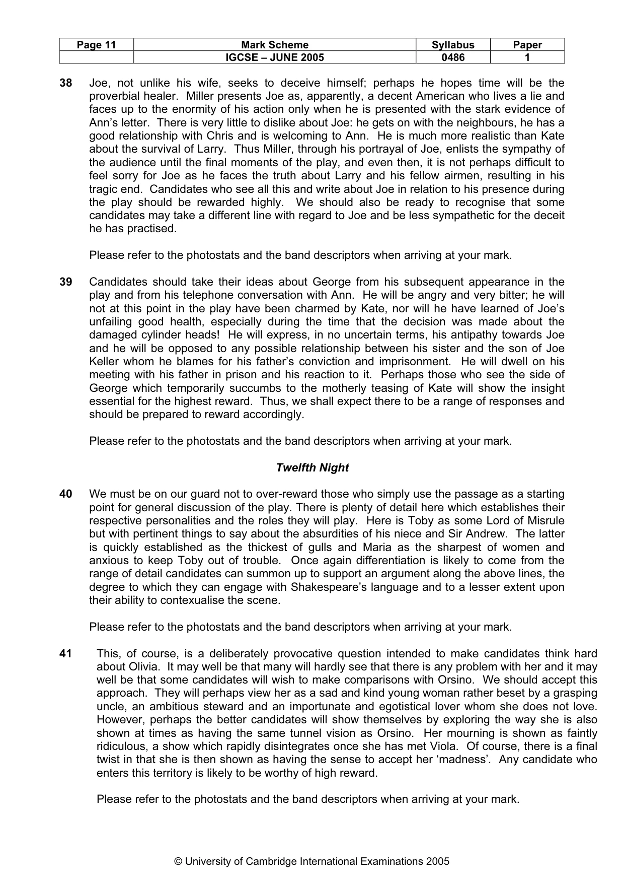 Mark scheme, page 14 of 15