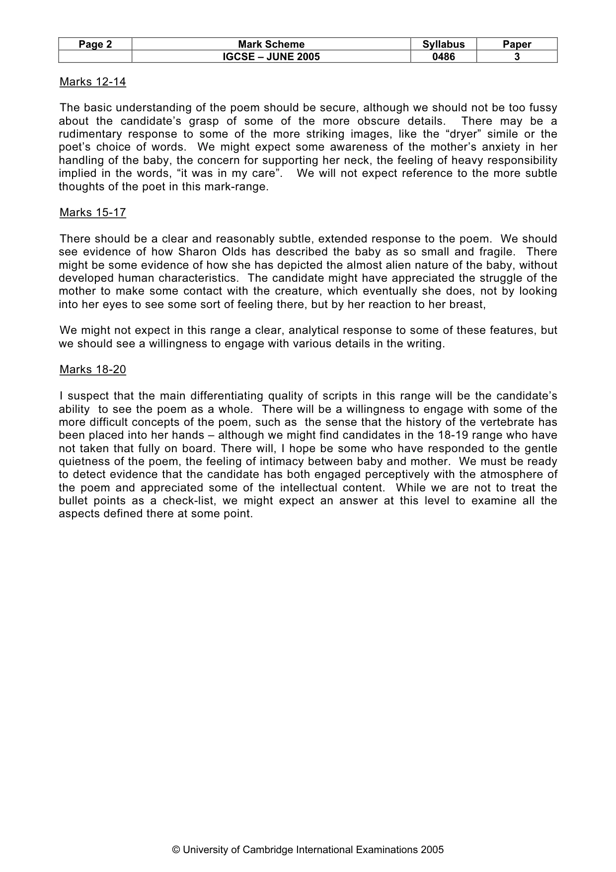 Mark scheme, page 5 of 6