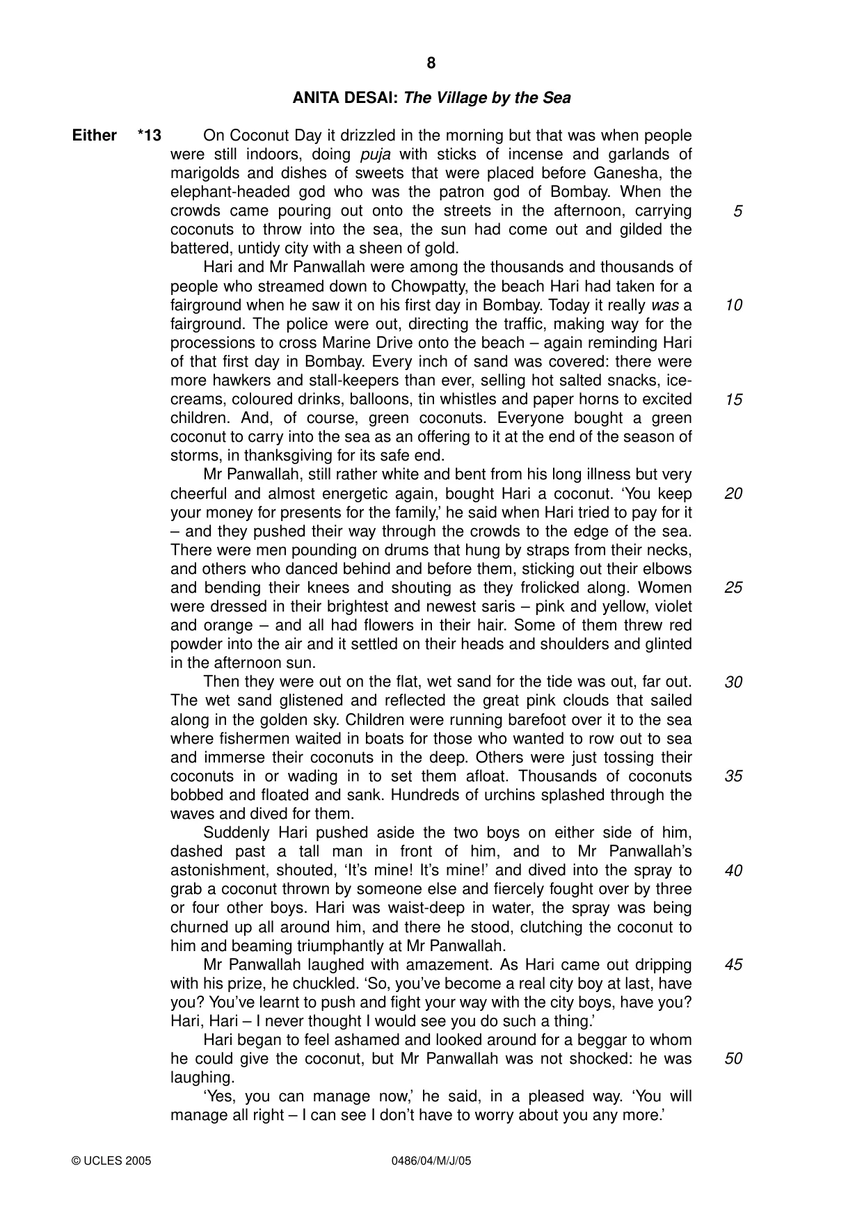 Cambridge IGCSE English - Literature 0486 2005 May/June Paper 4 · Variant 1 question paper, page 8 of 28