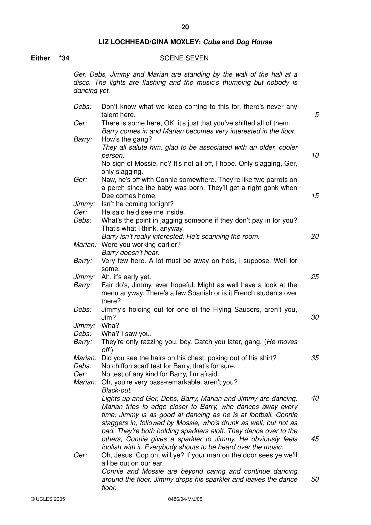 Cambridge IGCSE English - Literature 0486 2005 May/June Paper 4 · Variant 1 question paper, page 20 of 28