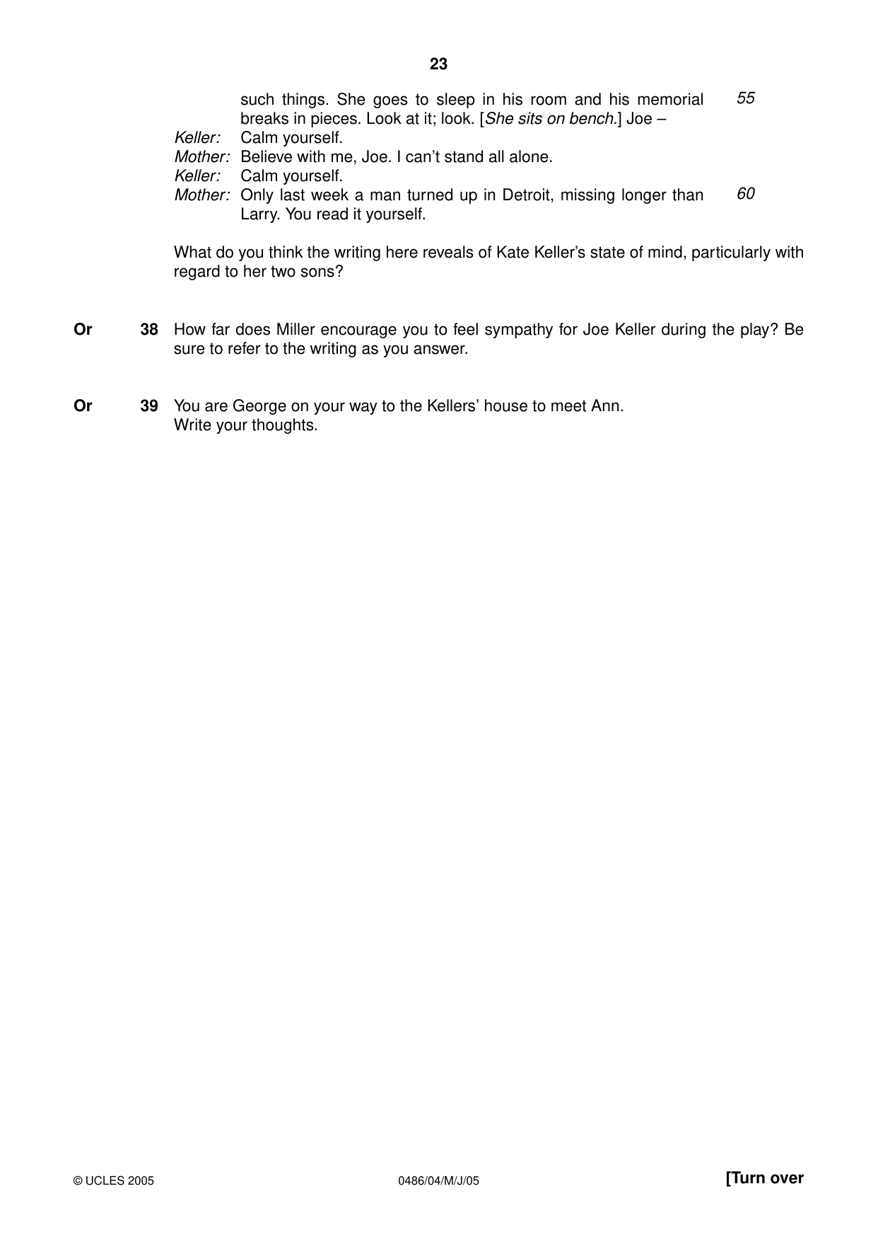 Cambridge IGCSE English - Literature 0486 2005 May/June Paper 4 · Variant 1 question paper, page 23 of 28