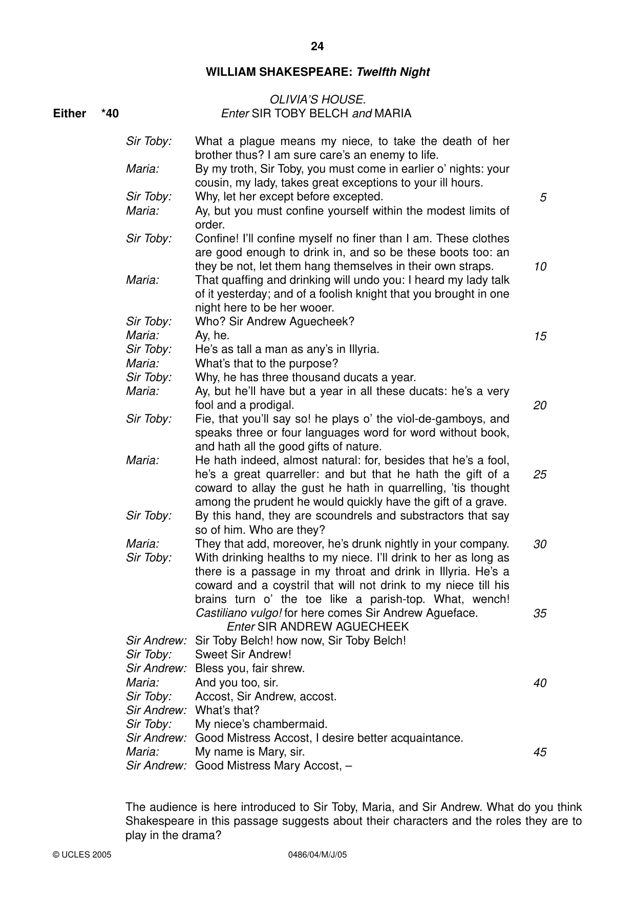 Cambridge IGCSE English - Literature 0486 2005 May/June Paper 4 · Variant 1 question paper, page 24 of 28