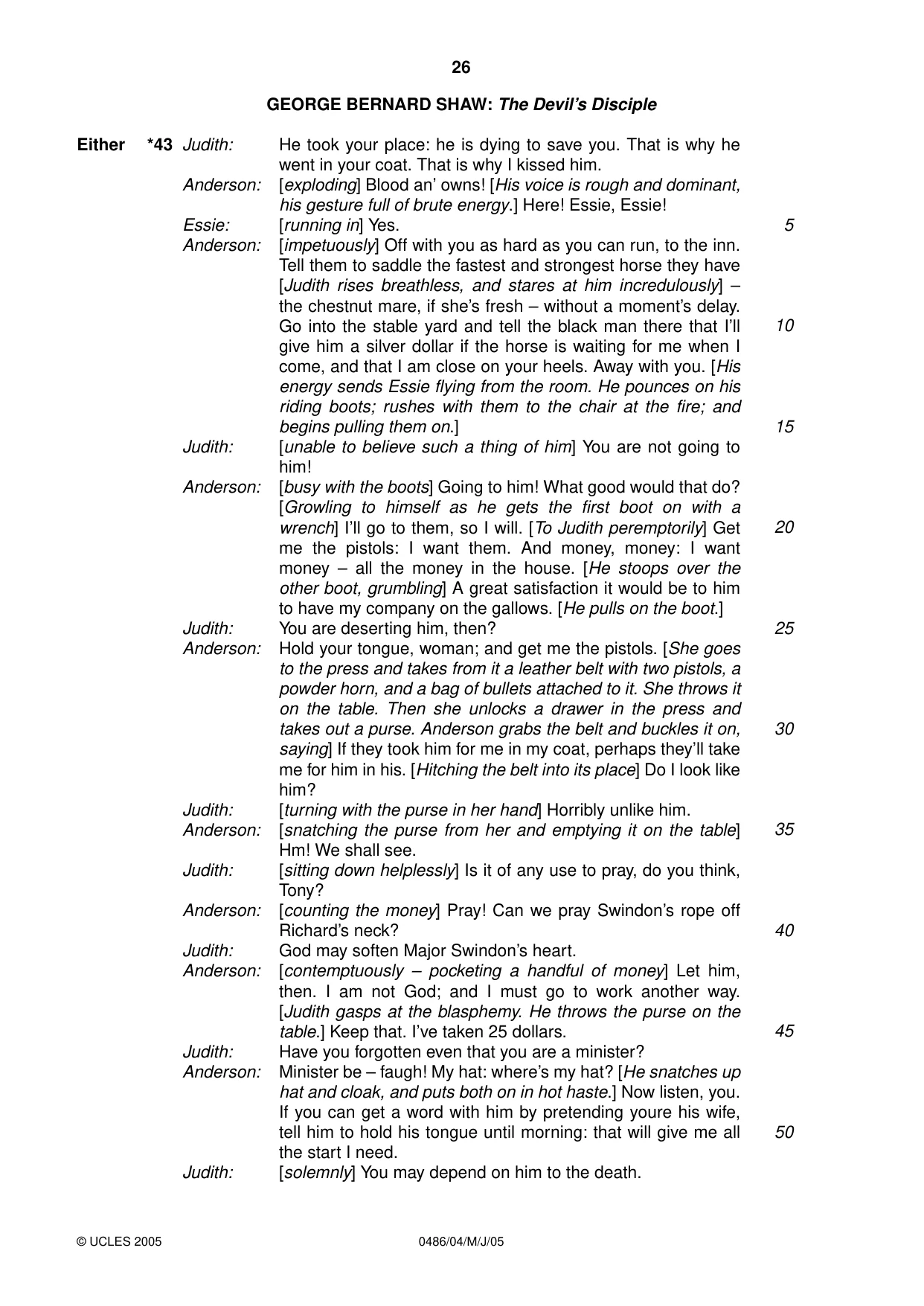 Cambridge IGCSE English - Literature 0486 2005 May/June Paper 4 · Variant 1 question paper, page 26 of 28