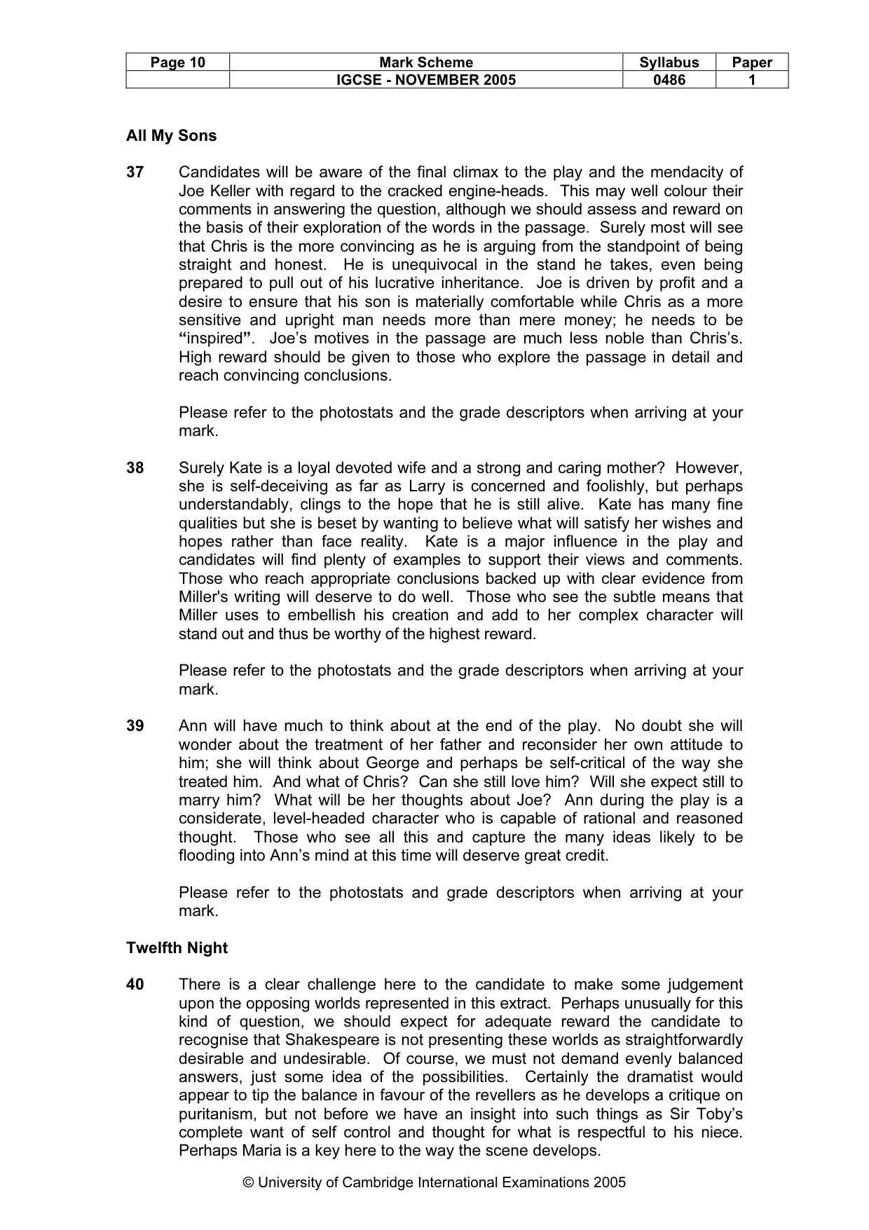 Mark scheme, page 11 of 15