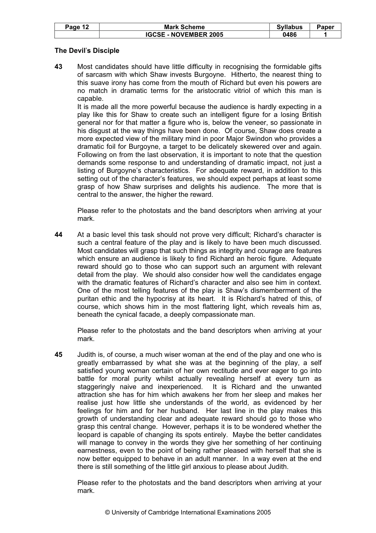 Mark scheme, page 13 of 15