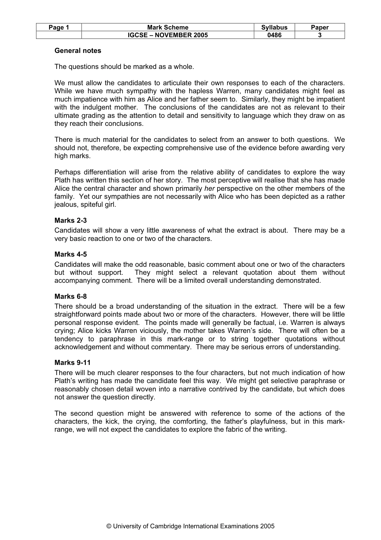 Mark scheme, page 2 of 4