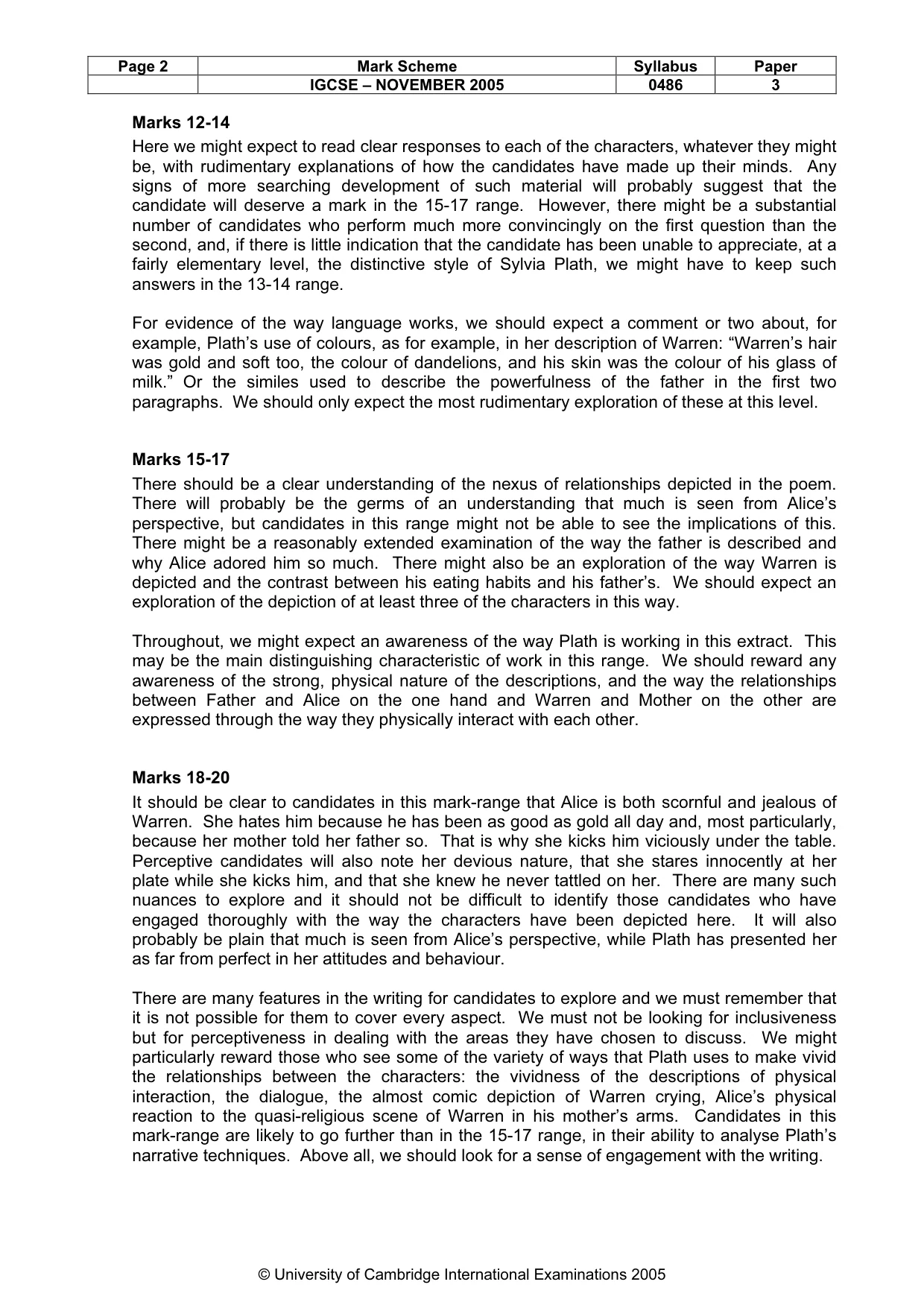 Mark scheme, page 3 of 4
