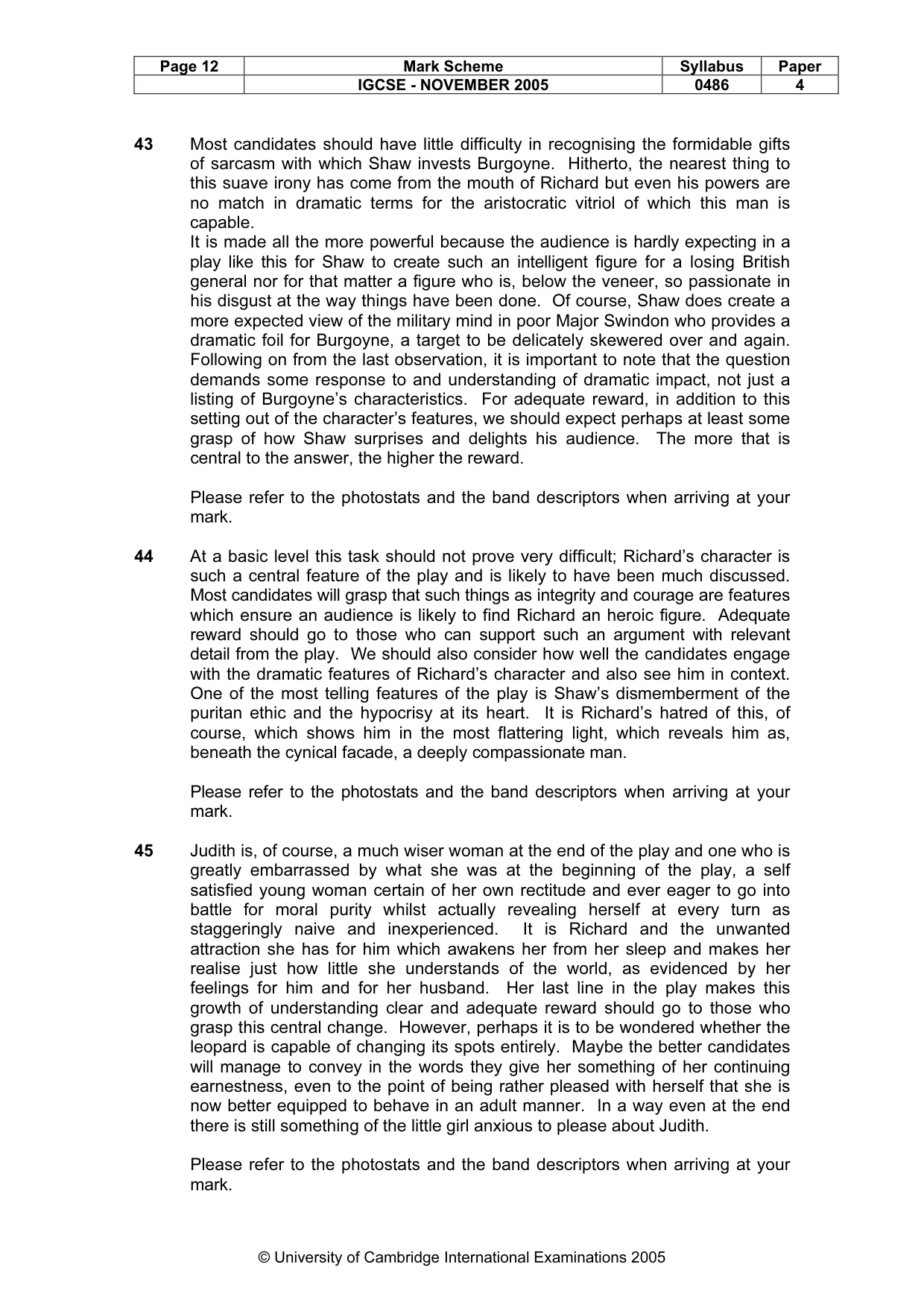 Mark scheme, page 13 of 15