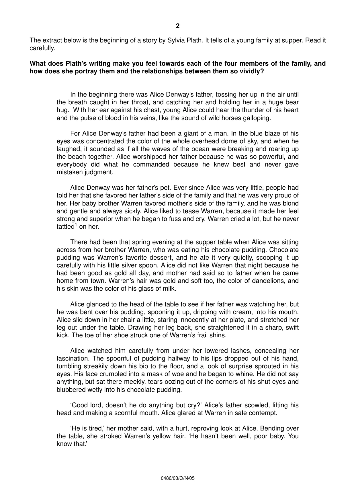 Cambridge IGCSE English - Literature 0486 2005 Oct/Nov Paper 3 · Variant 1 question paper, page 2 of 4