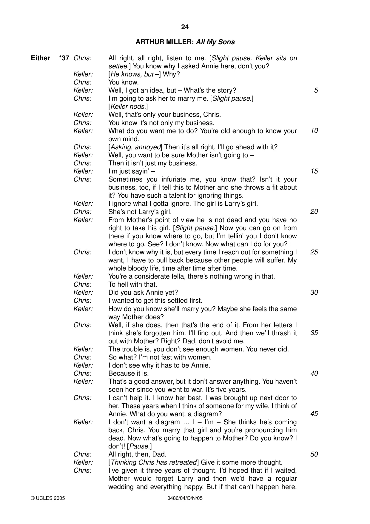 Cambridge IGCSE English - Literature 0486 2005 Oct/Nov Paper 4 · Variant 1 question paper, page 24 of 32