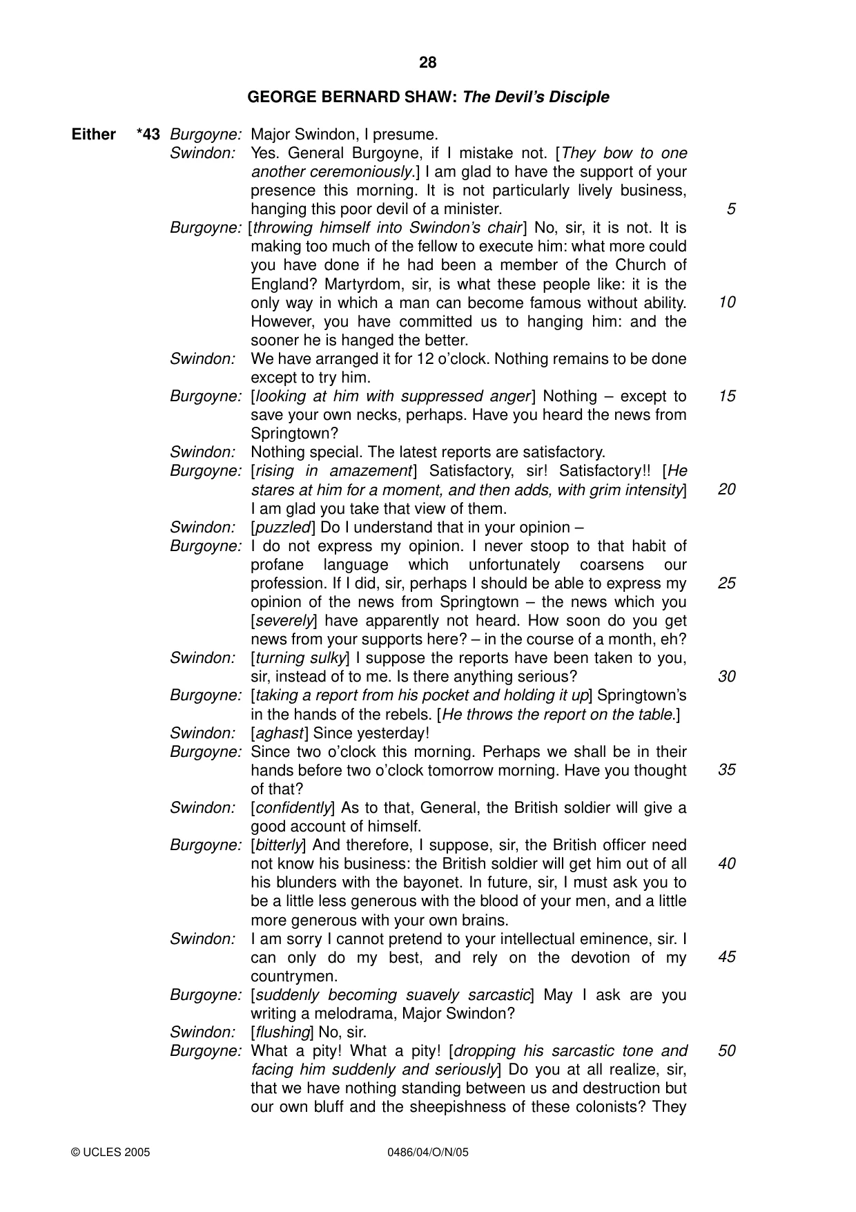 Cambridge IGCSE English - Literature 0486 2005 Oct/Nov Paper 4 · Variant 1 question paper, page 28 of 32