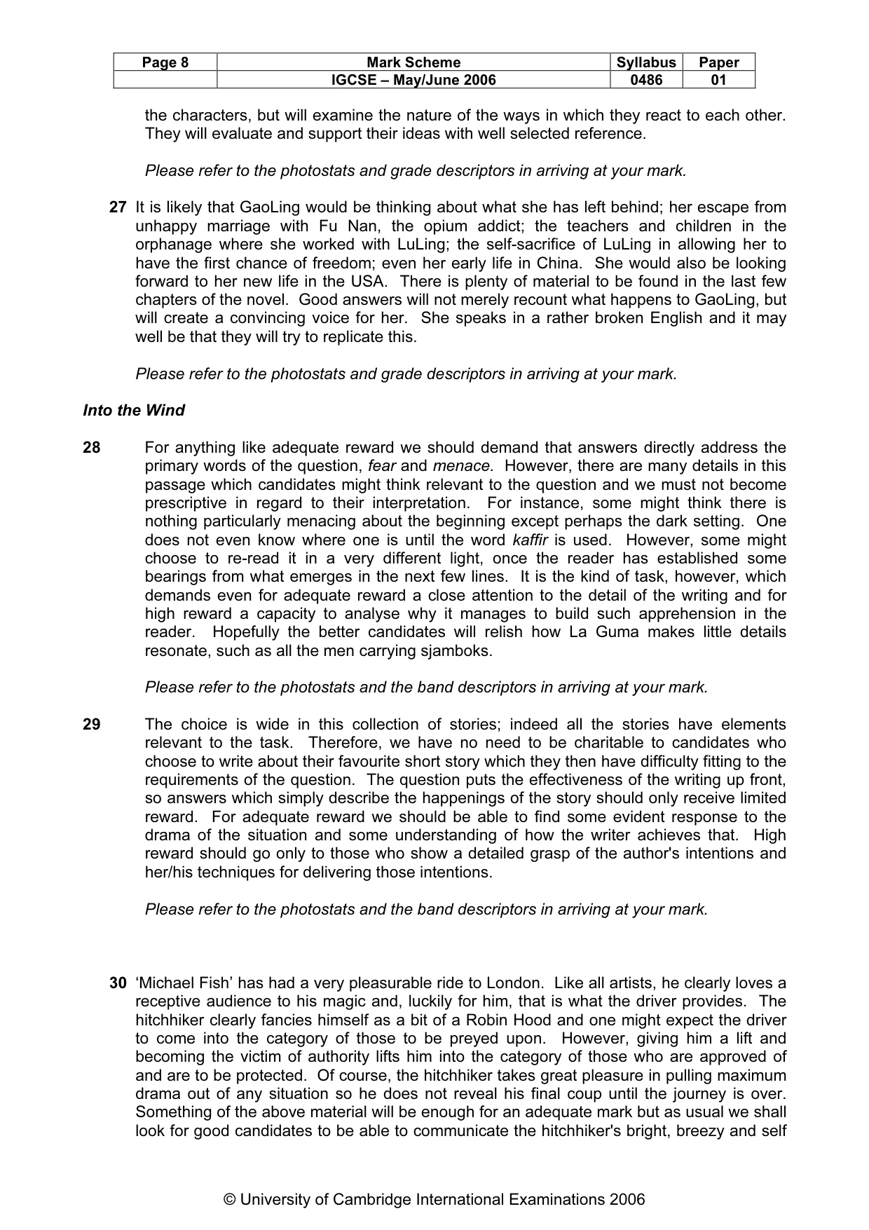 Mark scheme, page 9 of 14