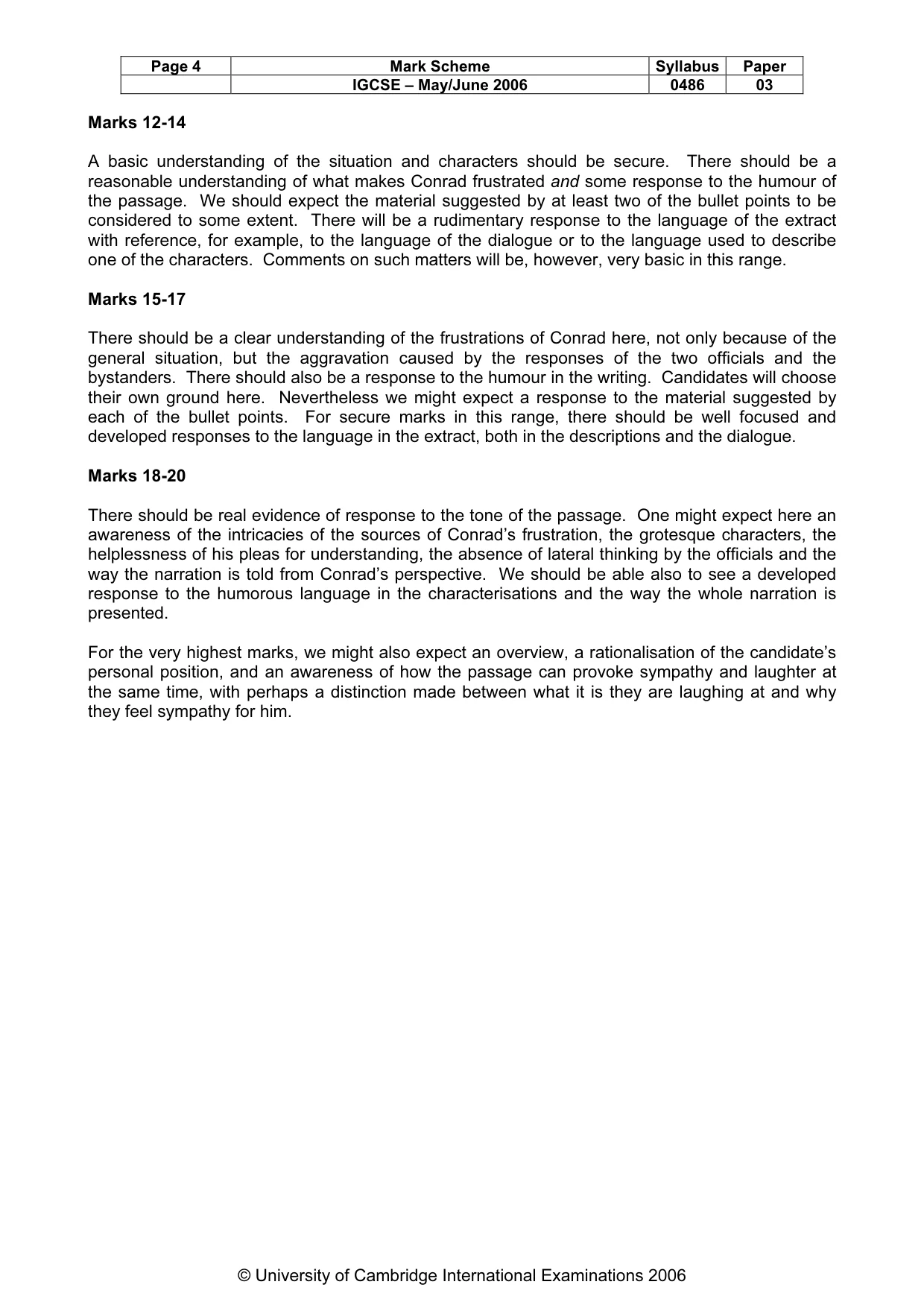 Mark scheme, page 5 of 5