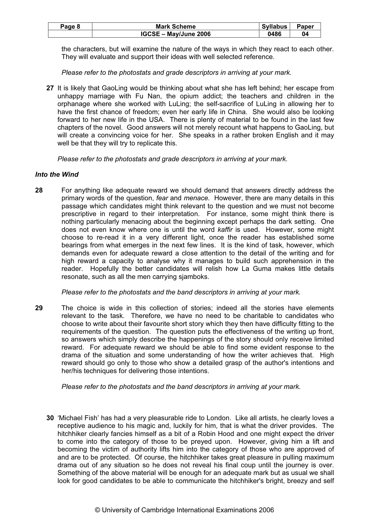 Mark scheme, page 9 of 14