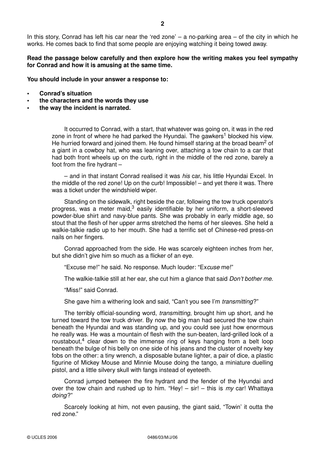 Cambridge IGCSE English - Literature 0486 2006 May/June Paper 3 · Variant 1 question paper, page 2 of 4