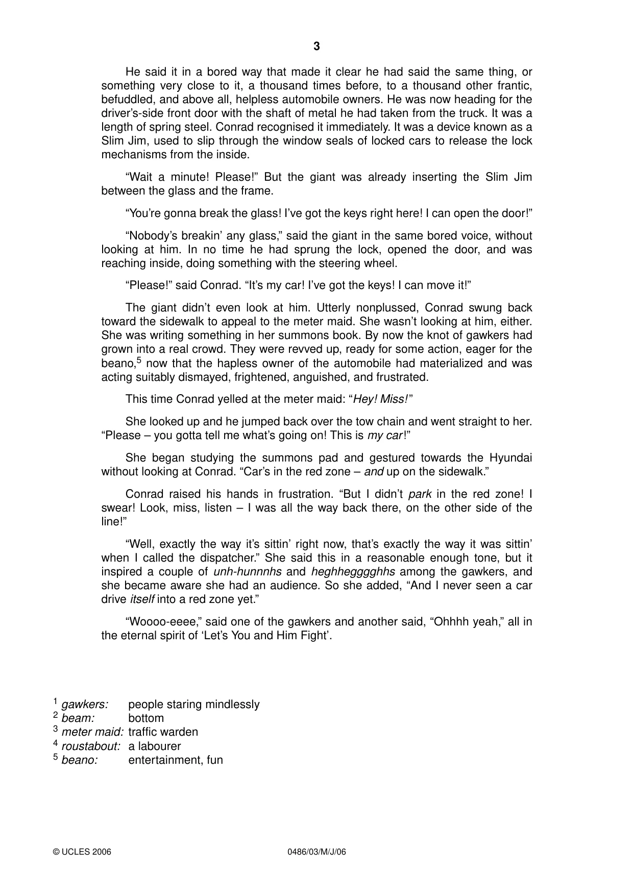 Cambridge IGCSE English - Literature 0486 2006 May/June Paper 3 · Variant 1 question paper, page 3 of 4