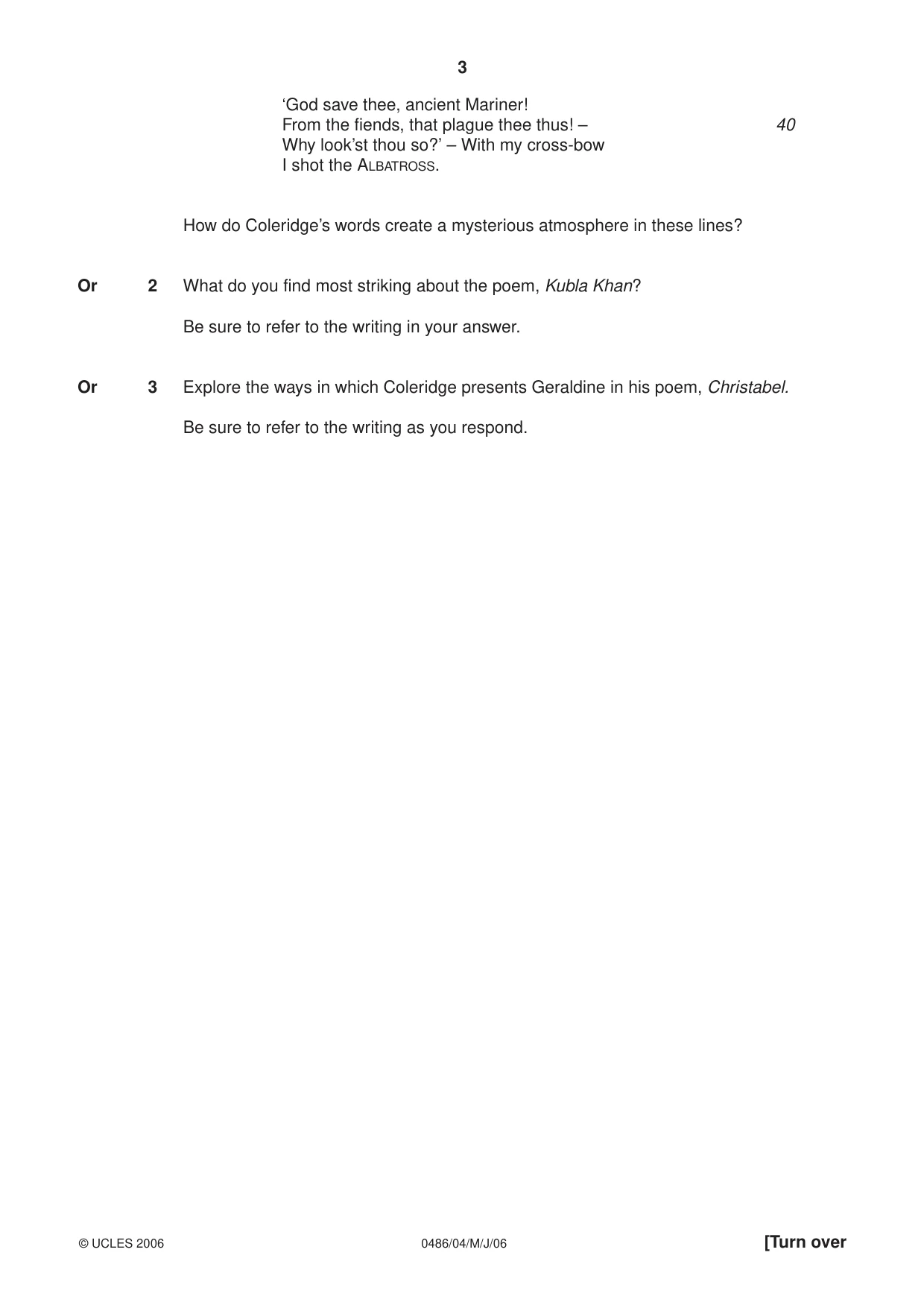 Cambridge IGCSE English - Literature 0486 2006 May/June Paper 4 · Variant 1 question paper, page 3 of 28