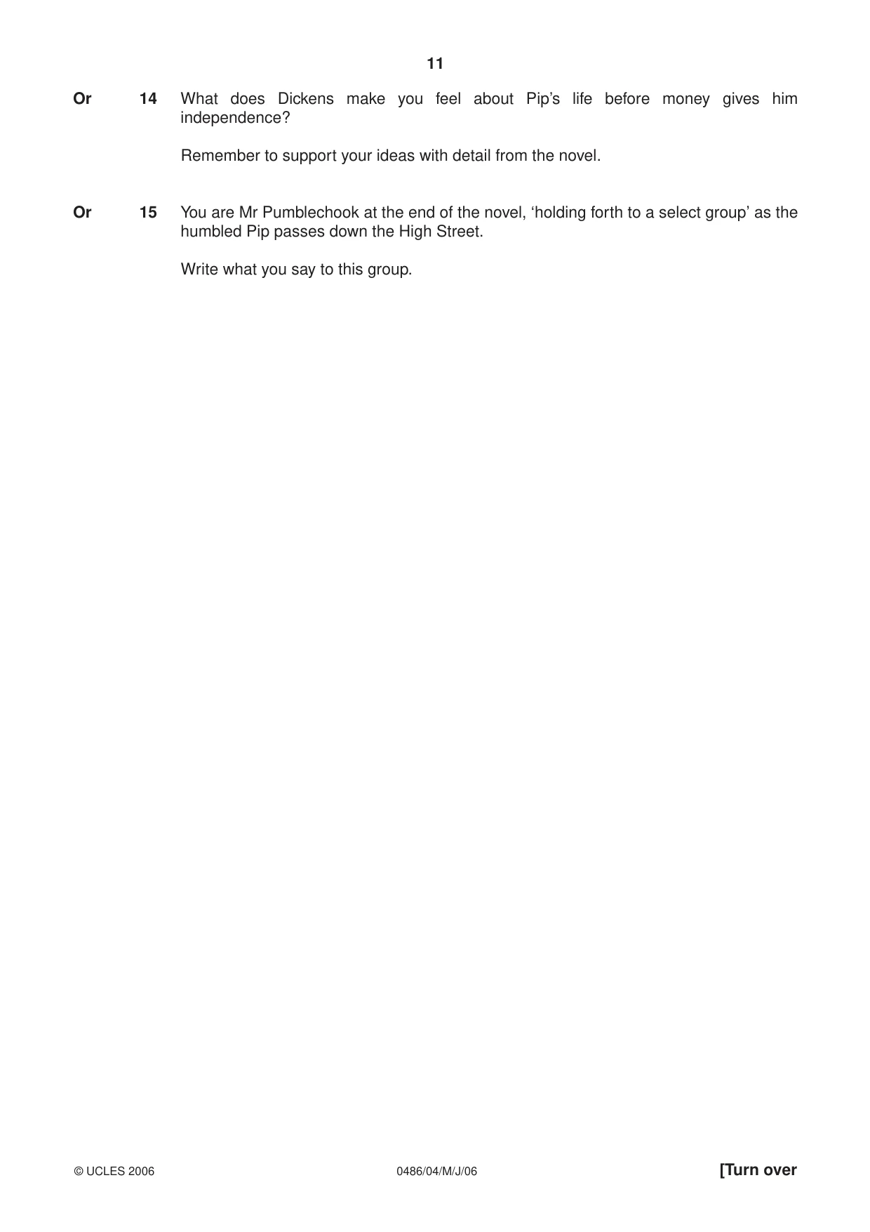Cambridge IGCSE English - Literature 0486 2006 May/June Paper 4 · Variant 1 question paper, page 11 of 28
